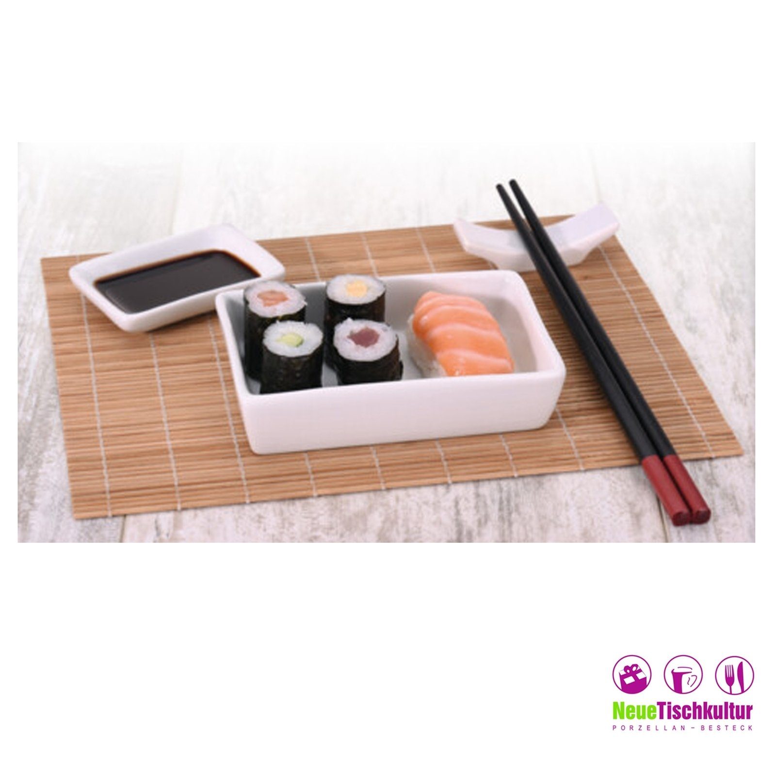 Neuetischkultur Sushiteller Sushi Set 10-teilig (10 Keramik/Bambus, St)