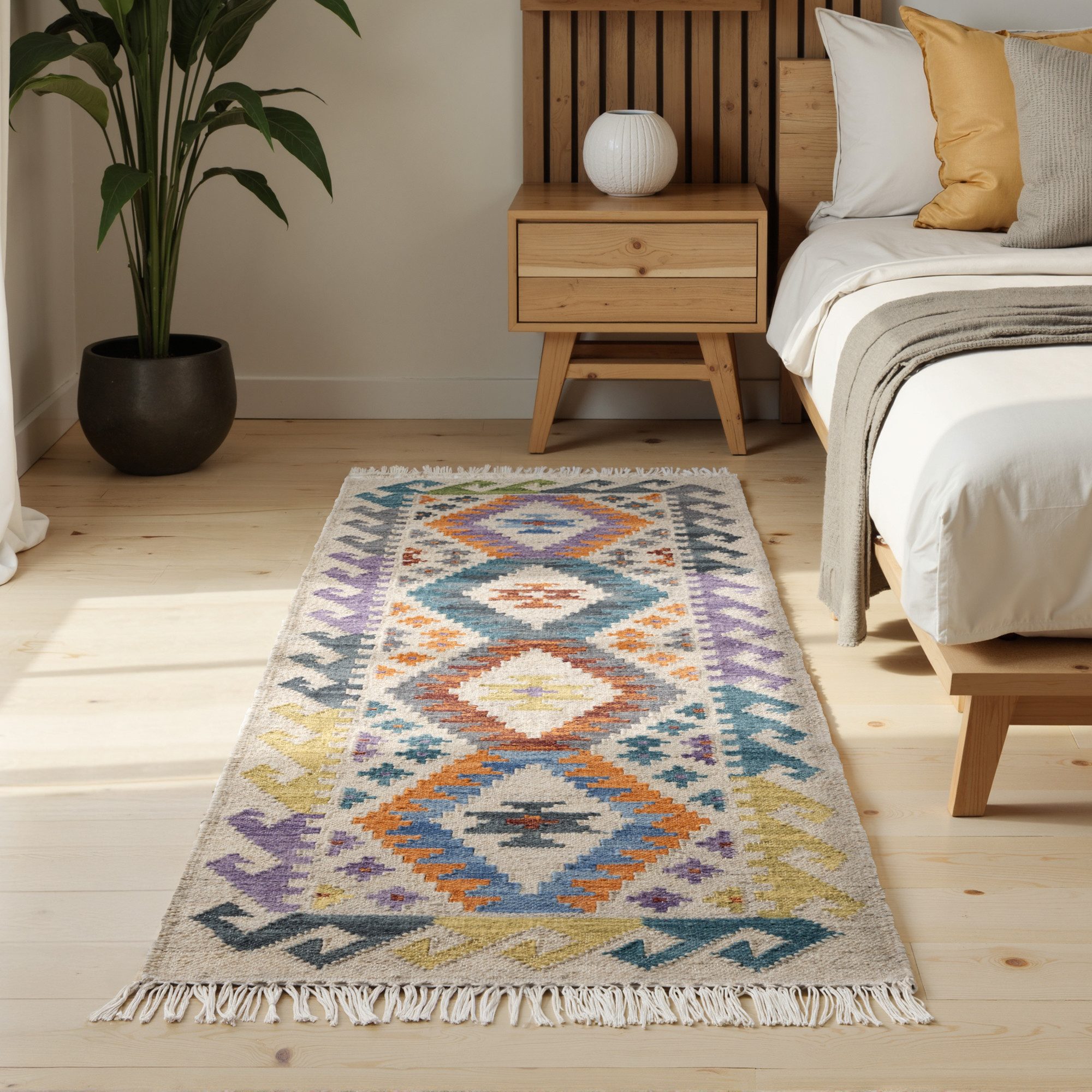 HANSE Home Teppich Kelim Oasis, rechteckig, Höhe: 3 mm, Wolle, Baumwolle, Natur, Handgewebt, orientalisch, Boho, traditionell