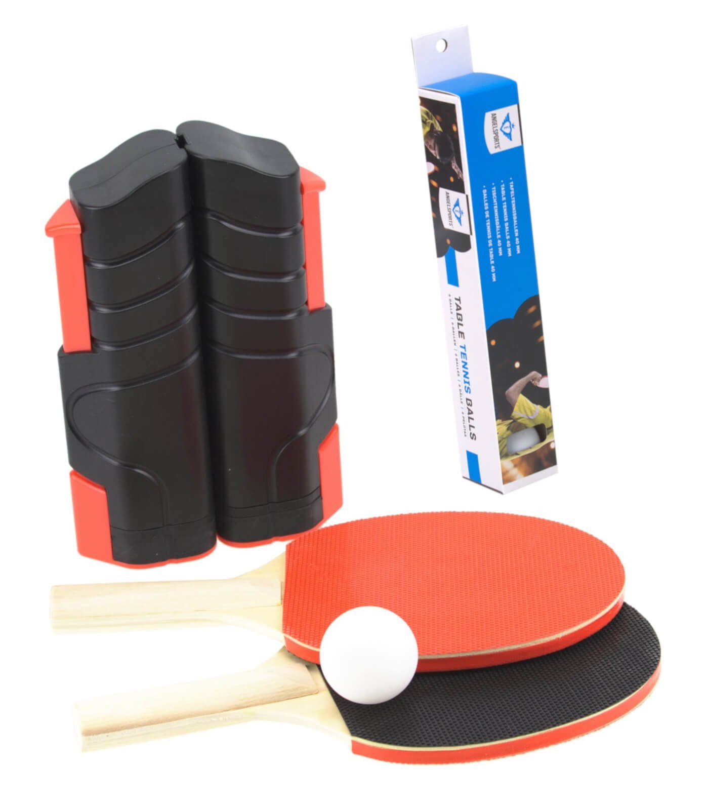 ausziehbar Schläger Tischtennisnetz mit Tischtennis und Netz Set Ersatzbälle Mobiles