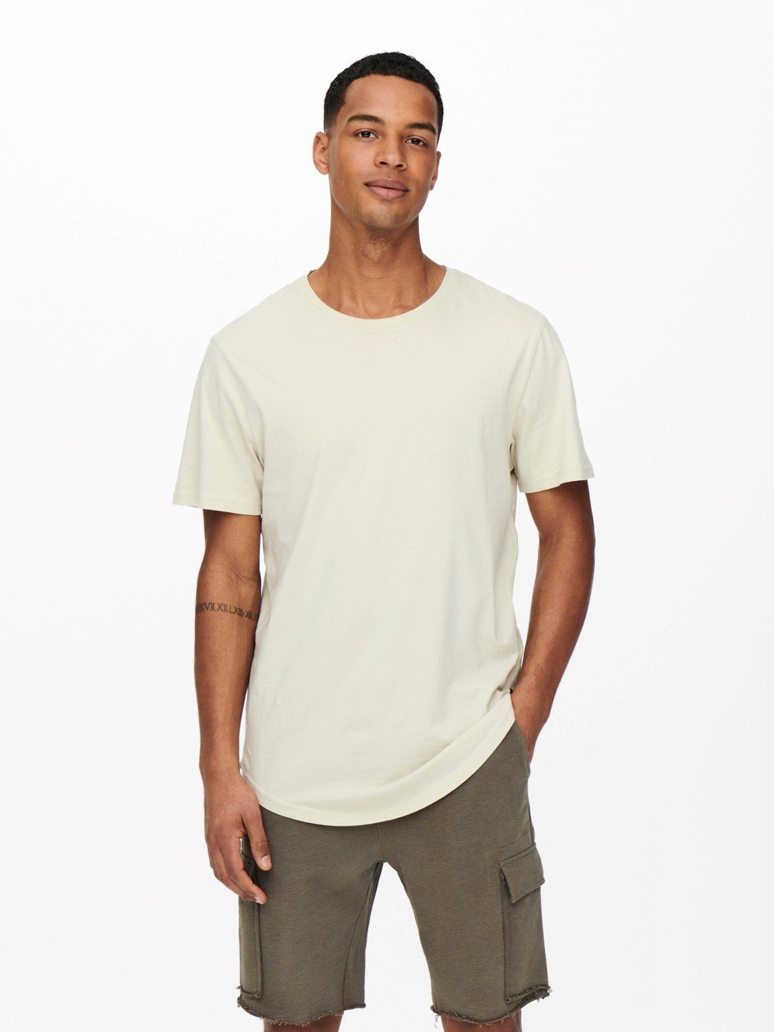 ONLY & SONS T-Shirt Langes Rundhals T-Shirt Kurzarm Shirt ONSMATT Stretch Basic (1-tlg) 3971 in Hellgrün