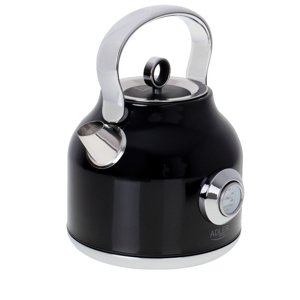 ADLER EUROPE Wasserkocher AD 1346 Retro-Wasserkocher mit Thermometer, 1.7 l, 2200 W, Edelstahl Teekessel, STRIX, Kalkfilter, Temperaturanzeige, schwarz – Bild 4 von 5