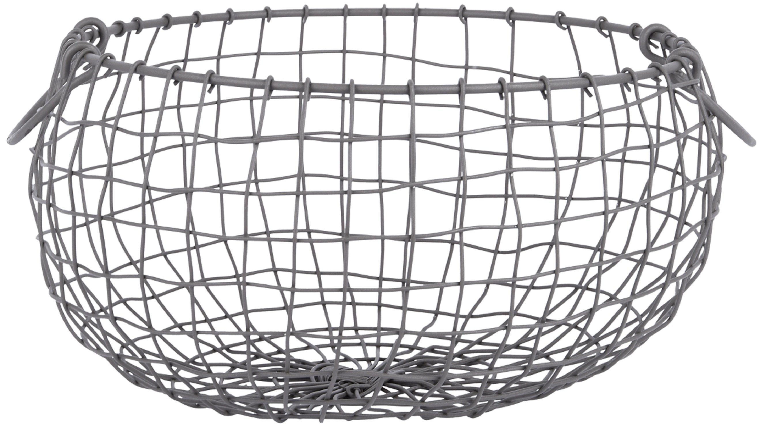 esschert design Dekokorb Draht Korb GROSS rund Ø32 cm Griffe Dekoration Garten (1 x Drahtkorb)