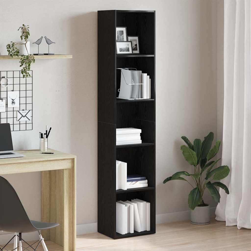 vidaXL Bücherregal Bücherregal Eiche Schwarz 40 x 30 x 189 cm Holzwerkstoff, 1-tlg.