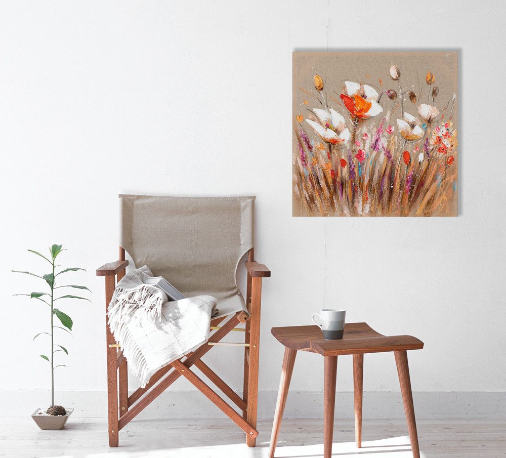 ArtUniverse Gemälde Leinwandbild Entzückende Blumen 40 x 40 cm, Naturmotiv
