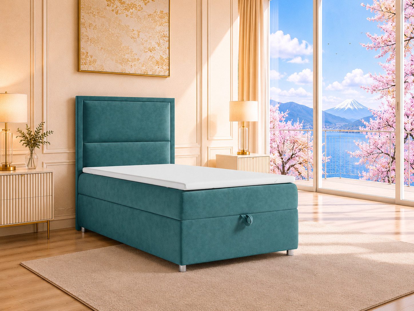 Best for Home Boxspringbett K-11 SINGLE mit Bettkasten, Bonellfederkern, Komfort Topper H3 (Hotelbett, Einzelbett, Kinderbett, Juniorbett, 5-St., 70x200 80x200 90x200 100x200 cm), Einzelbett mit integriertem Stauraum, gepolstertem Kopfteil
