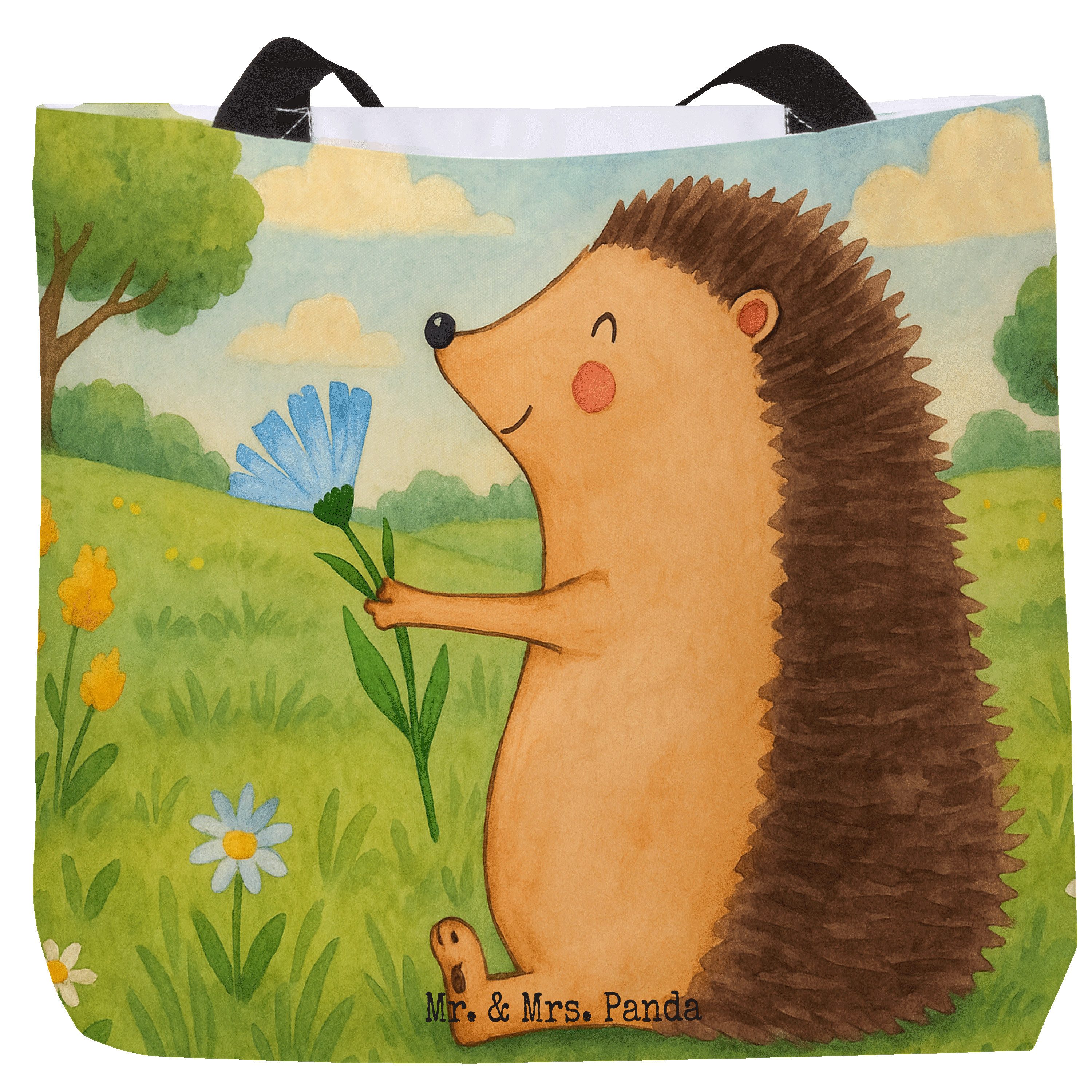 Shopper Igel Blumen Design, Reisetasche, Weiß, Reisetasche, Beutel, Lustige S