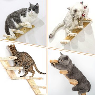 CALIYO Katzen-Kletterwand Katzenkletterregal, Wandmontage, vierstufige Katzentreppe, innen Kletterwand Katzenmöbe für Katze Klettern Spielen Faulenzen