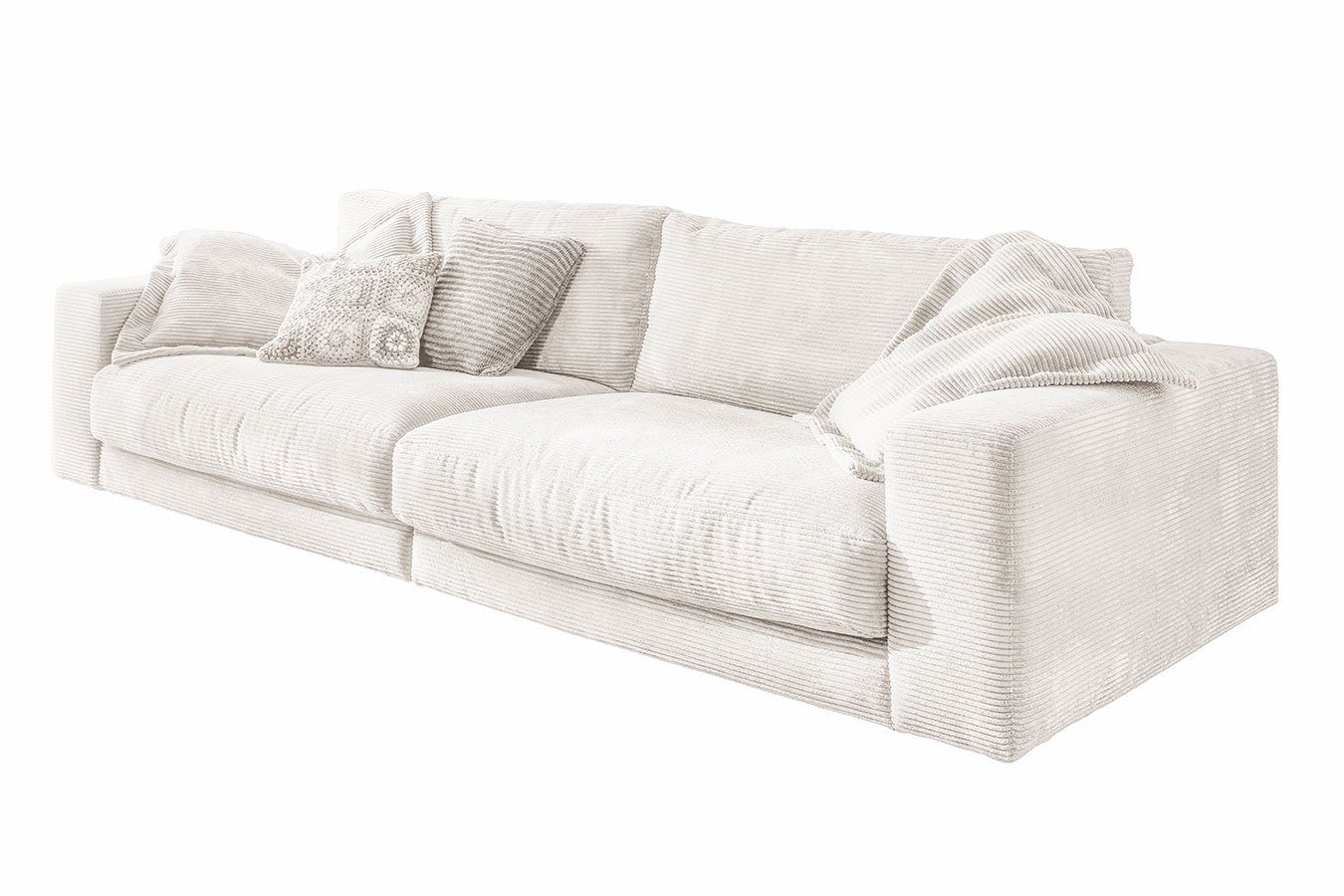 daslagerhaus living Loungesofa 3-Sitzer Downtown Cord weiß