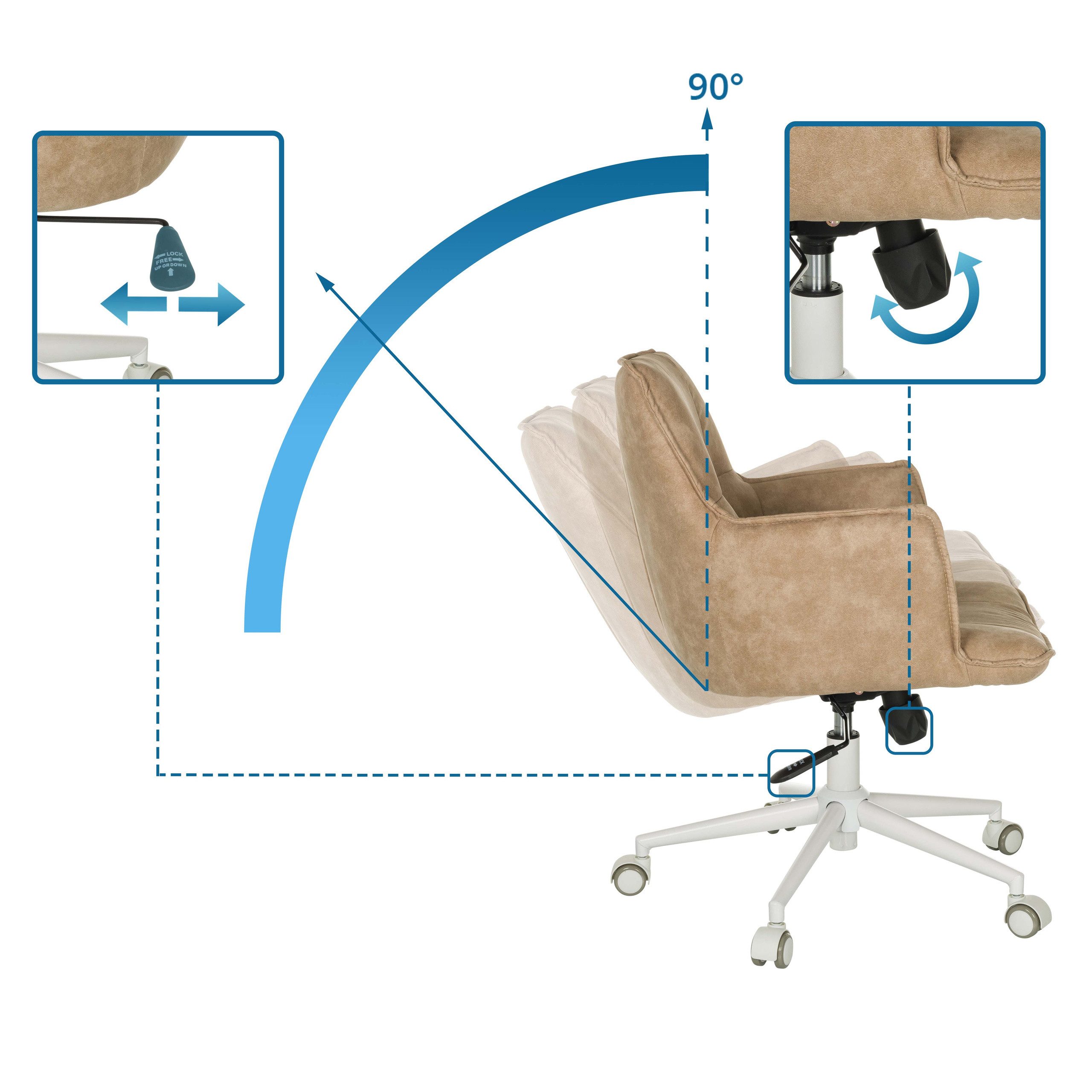 hjh LIVING Drehstuhl Home Office Bürostuhl Solao Life W Stoff (1 St), Schreibtischsessel, Drehbarer Schreibtischstuhl