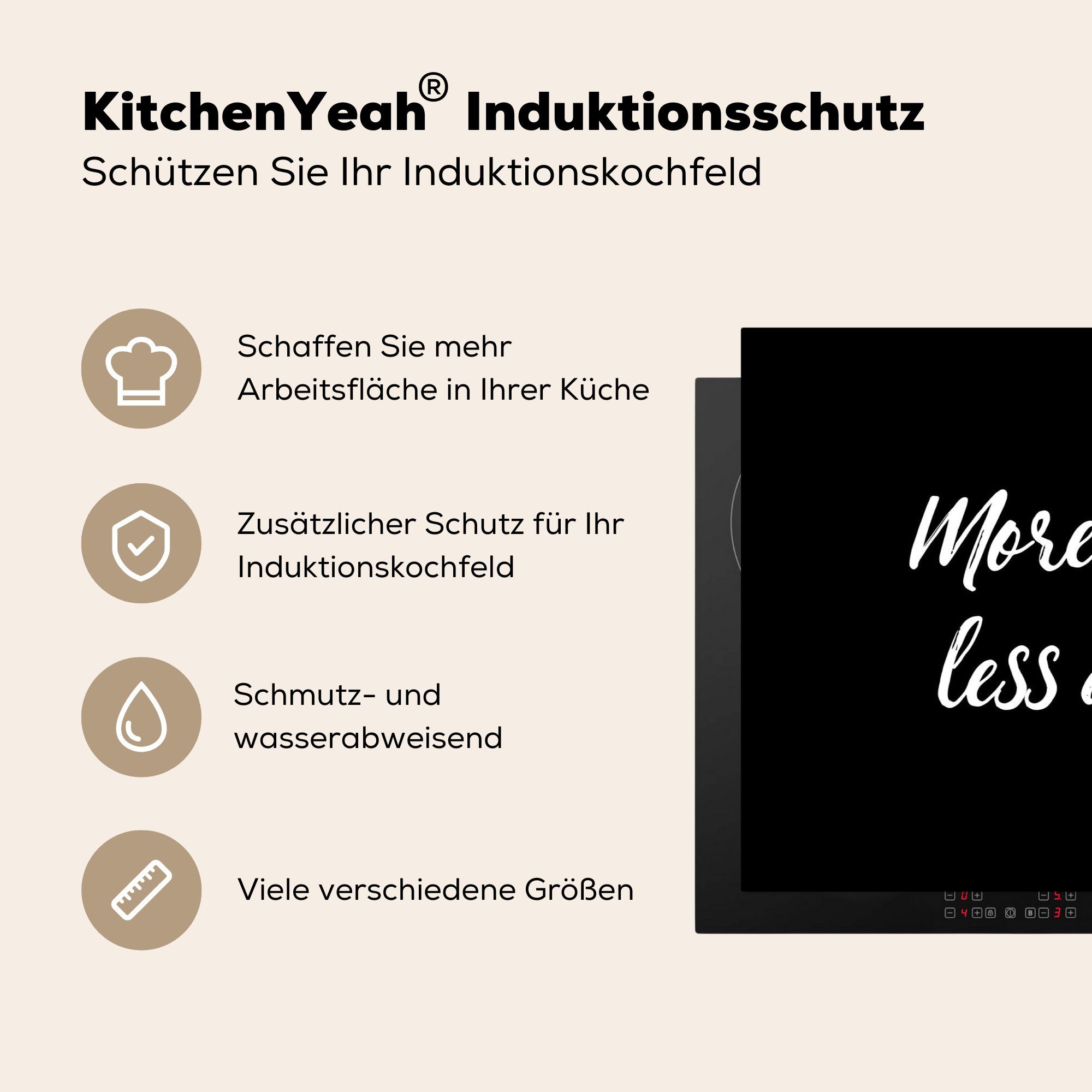 MuchoWow Herdblende-/Abdeckplatte Zitate - Espresso für Induktionskochfeld die Ceranfeldabdeckung -, Vinyl, Schutz küche, Mehr Kaffee Sprichwörter tlg), cm, weniger - - Depresso (1 81x52