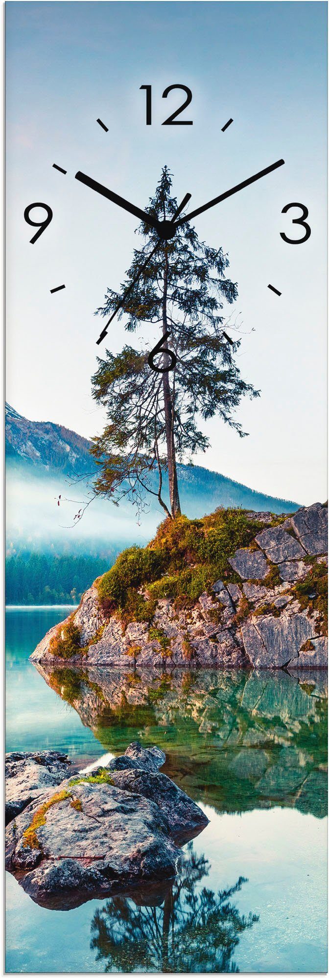Artland Wanduhr Glasuhr Herbstszene des Hintersee vor Alpen (wahlweise mit  Quarz- oder Funkuhrwerk, lautlos ohne Tickgeräusche) | Wanduhren