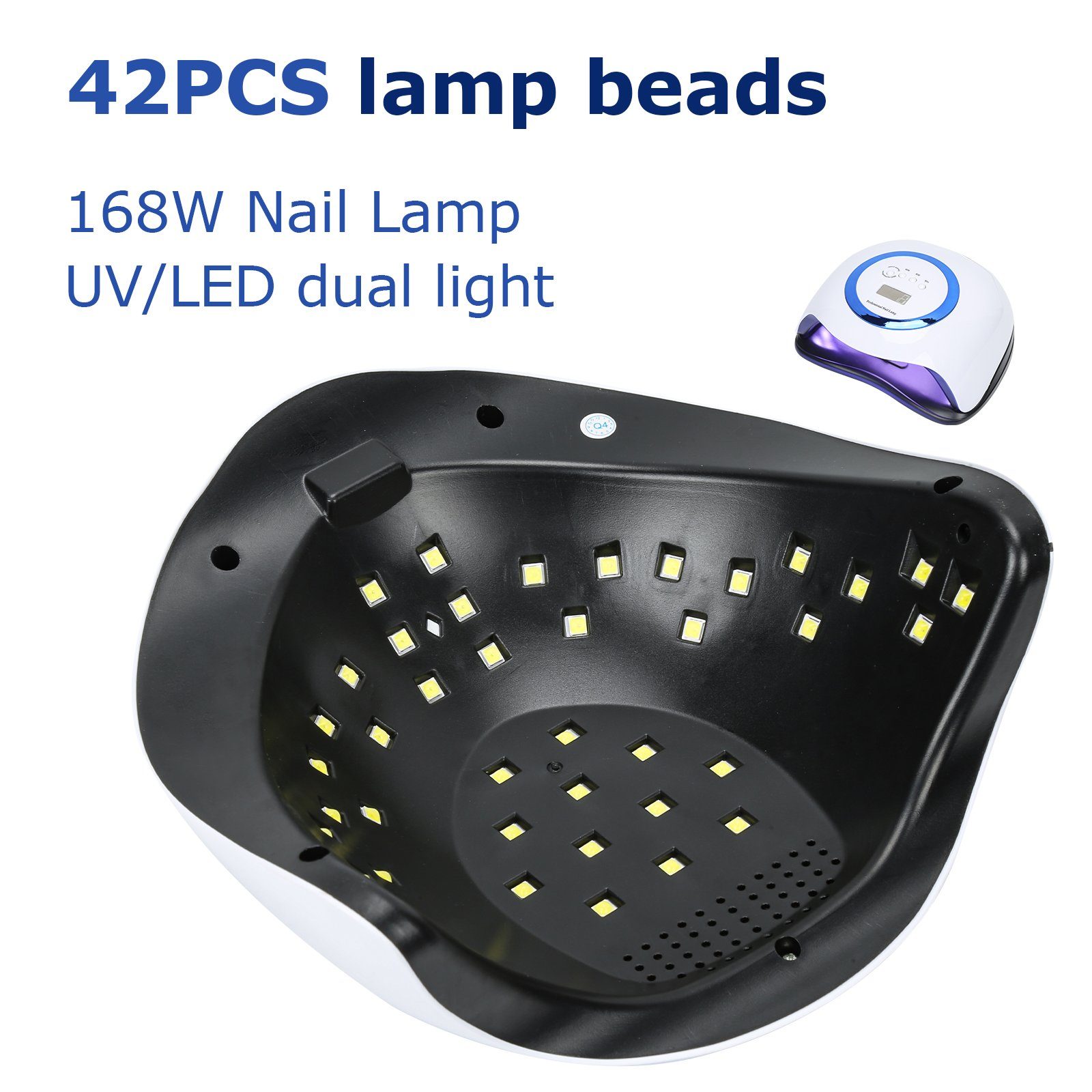 Nagellacktrockner Lampe 4 Nail UV Nageltrockner Lampe LED 168W mit Lospitch Nagel Timer