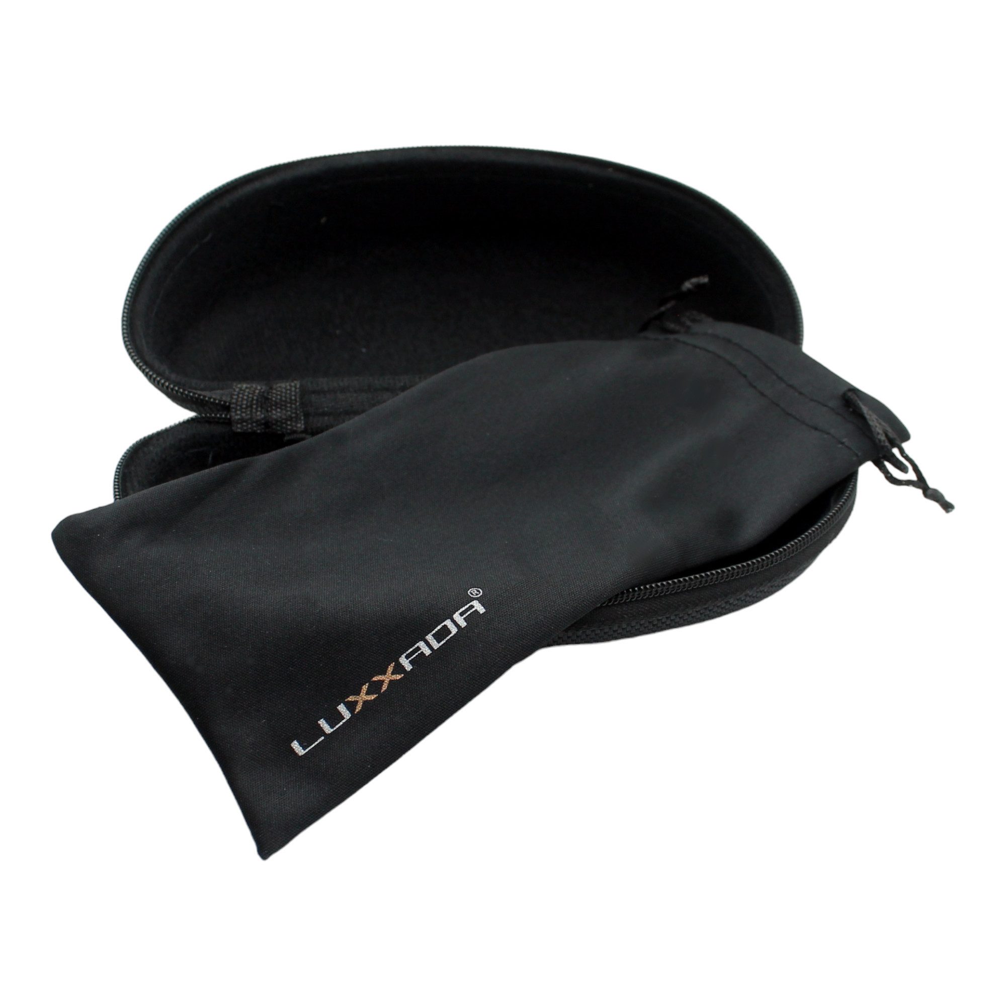 Rennec Sonnenbrille (Herren Brille mit Brillenbeutel und Hardcase) Rechteckige Brille Schwarz mit Polarisierte Linsen Verspiegelt