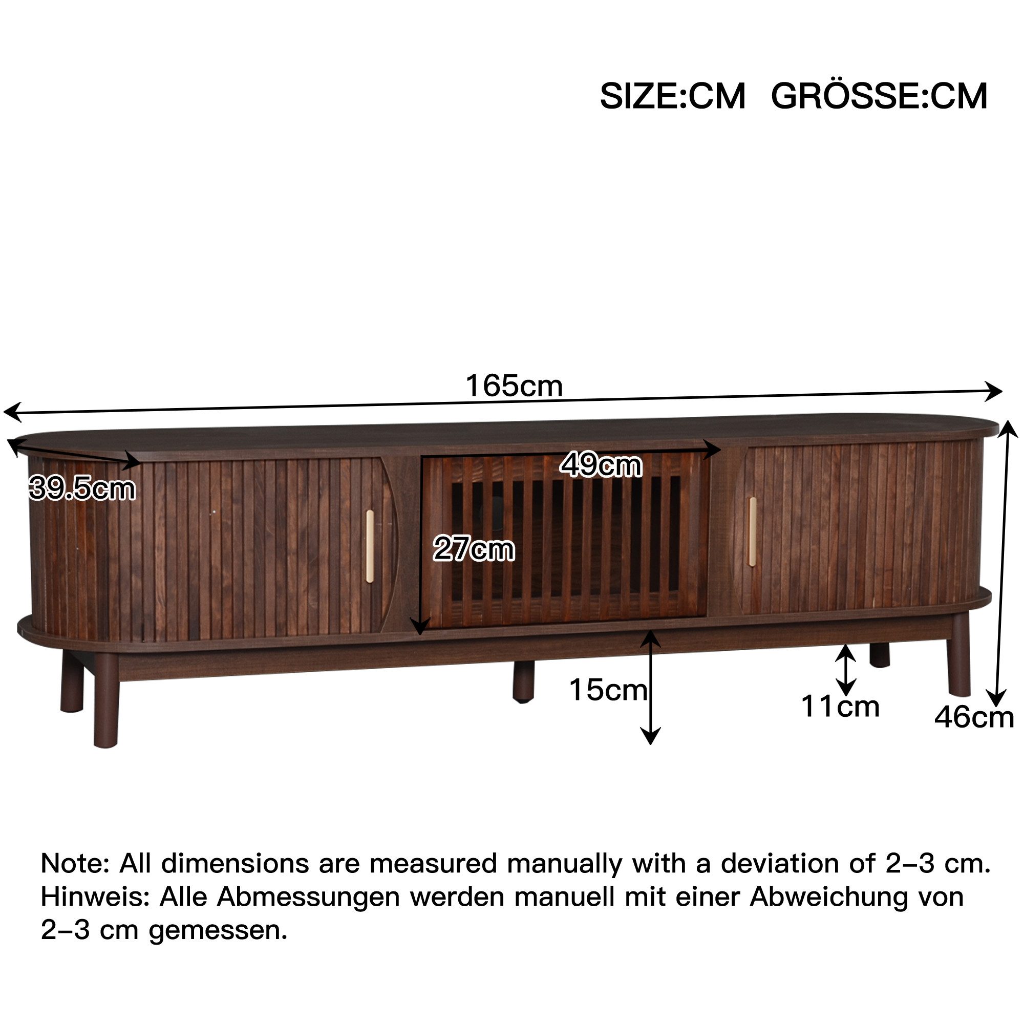 KLAM HOME Lowboard TV-Schrank mit Schiebetür, nach unten klappbarer Hohlschranktür (Fernsehschrank, Wohnzimmermöbel, TV-Board, 1 St), passend für TV-Ständer bis zu 65 Zoll, mit Stützbeinen
