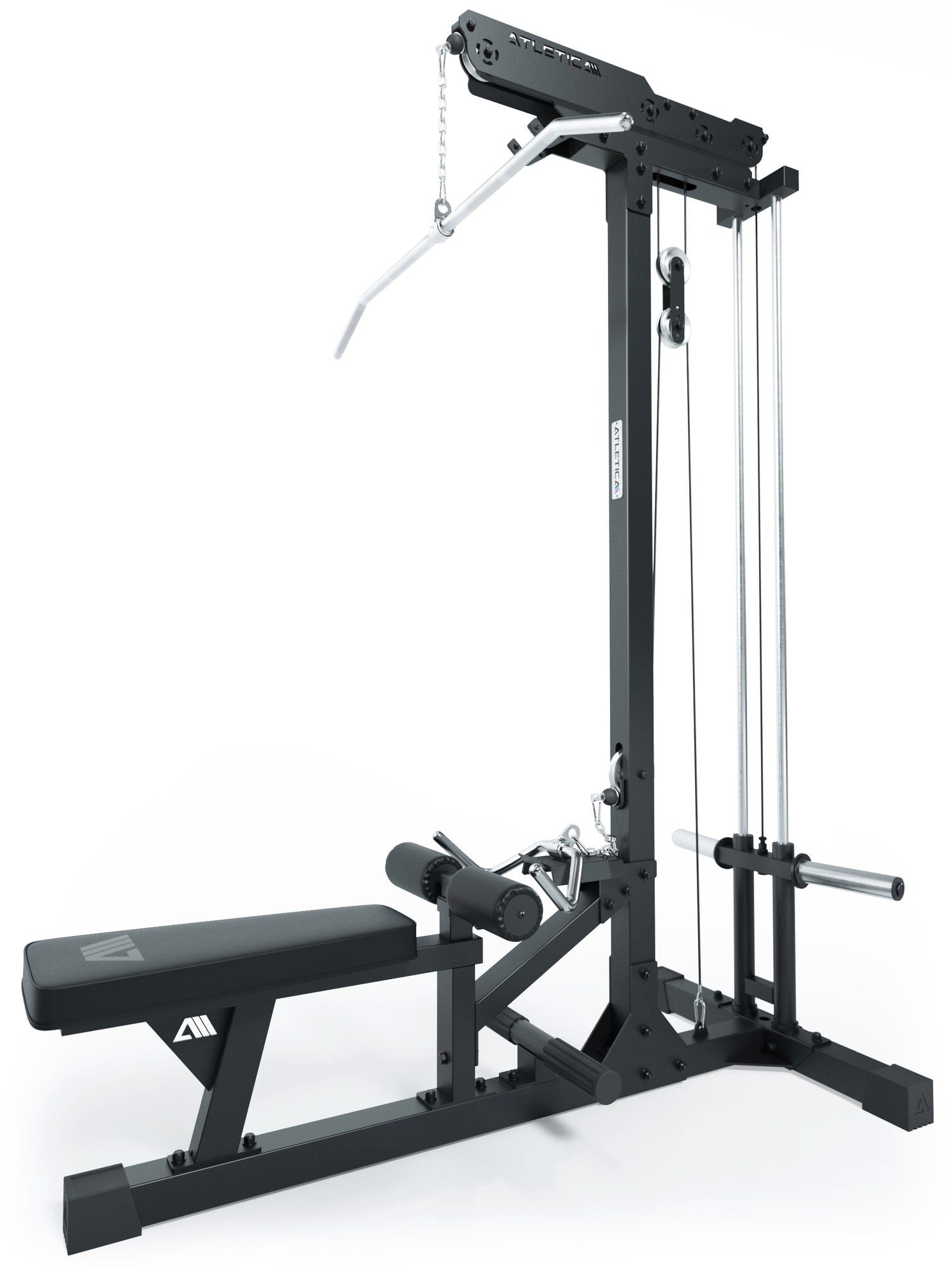 Power Rack Latzug mit Ruder-Station, Plate-Loaded, Studioqualität