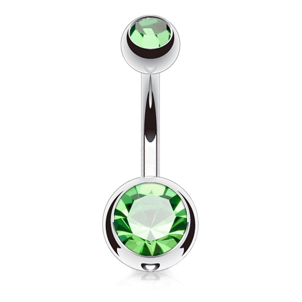 viva-adorno Bauchnabelpiercing Bauchnabel Piercing Banane Titan G23 Doppel Kristall Kugeln, Bananabell Zirkonia