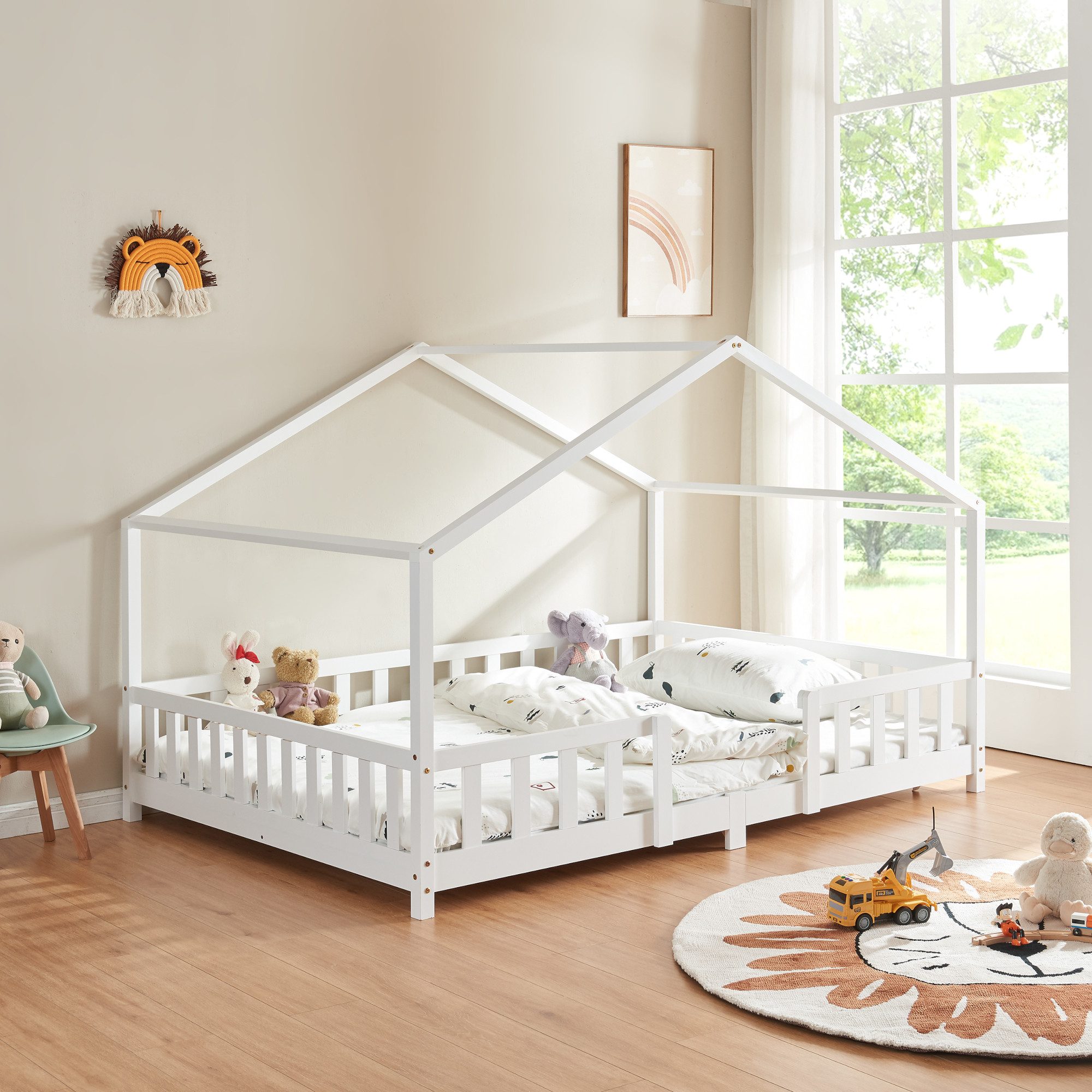 en.casa Kinderbett, »Treviolo« Haus-Optik mit Rausfallschutz günstig online kaufen