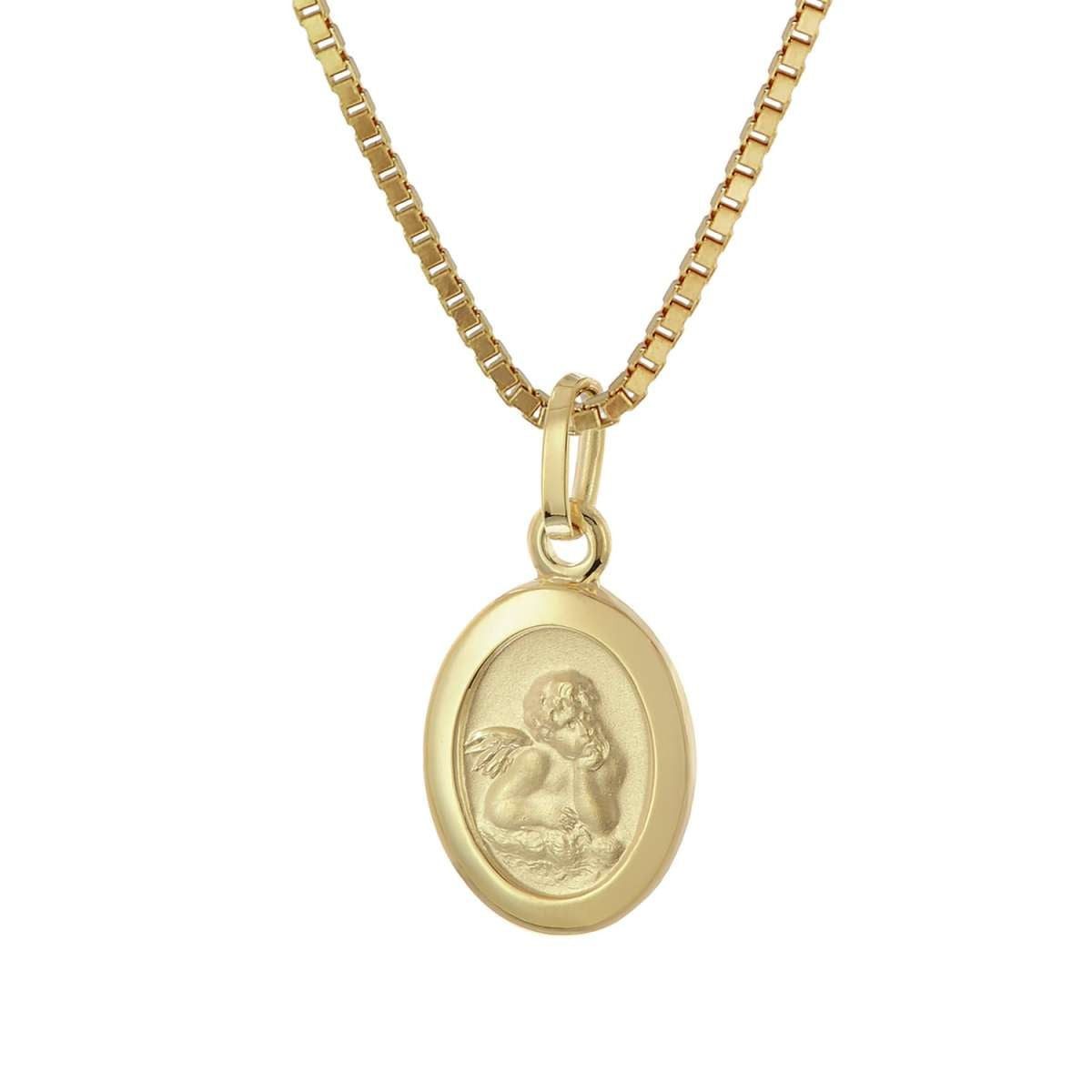 trendor Kette mit Anhänger 28466, Kinder Gold 333 Schutzengel an vergoldeter Silberkette