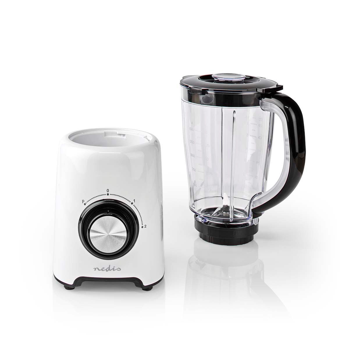 Nedis Standmixer KABL300CWT, 800 W, 2 Geschwindigkeitsstufen, rutschfeste Füße, für Smoothies und Suppen
