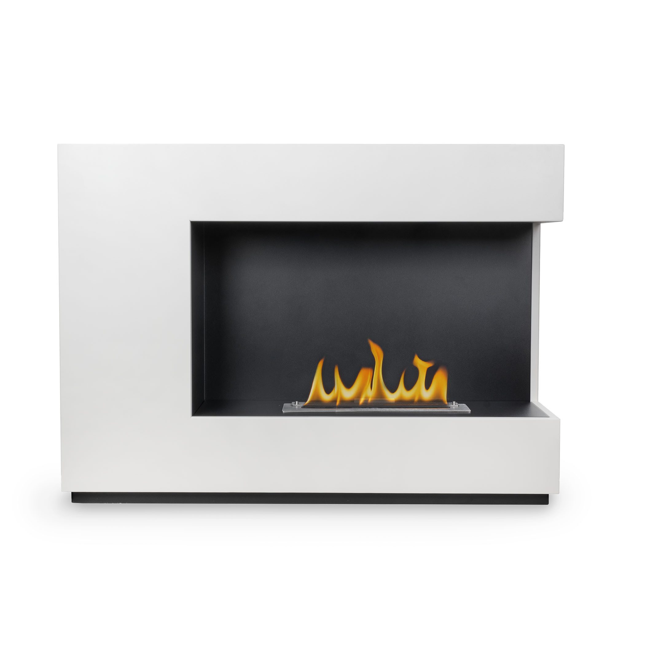 Moritz Echtfeuer-Dekokamin Freistehender Ethanol Kamin weiß – Standkamin 115 x 83,5 cm