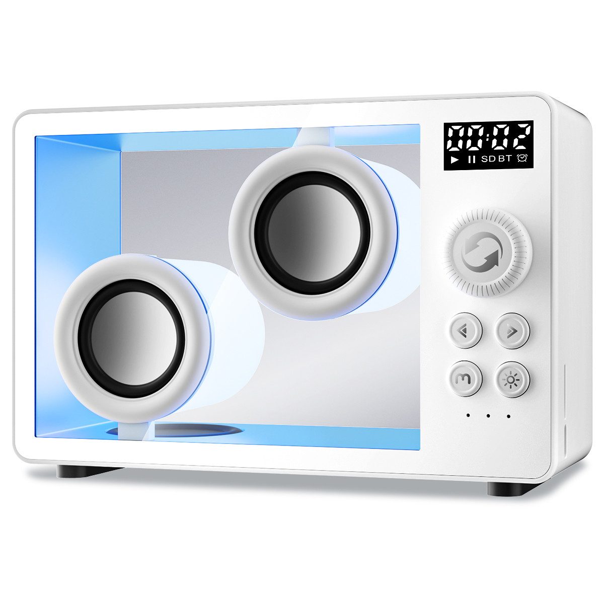 Luckice Tragbare Lautsprecher Bluetooth-Desktop-Lautsprecher Bluetooth-Lautsprecher (Unterstützt Bluetooth/TF-Karteneingang, Wecker, Atmosphärenlicht)