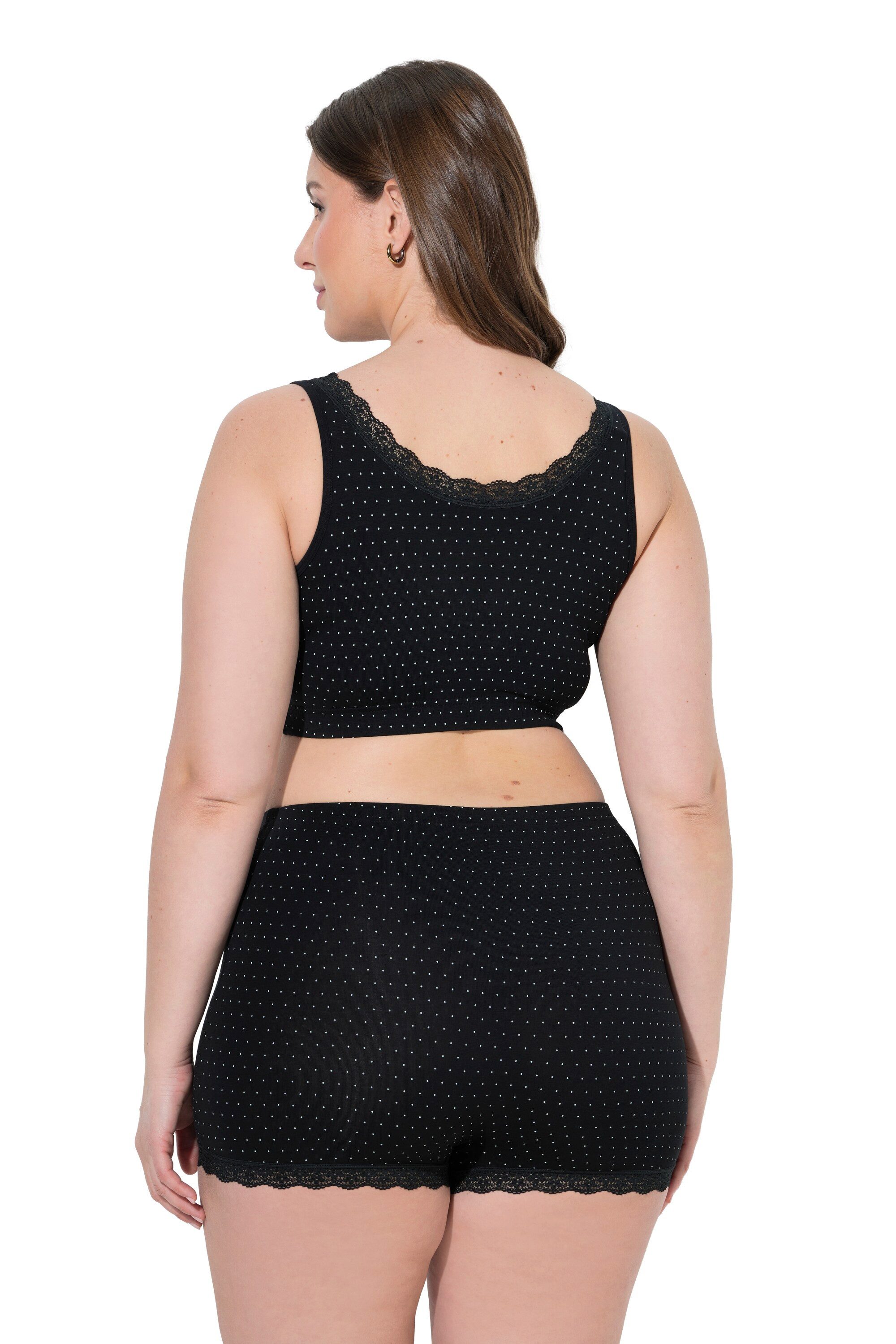 Ulla Popken Bustier Bustiers 2er-Pack Punkte/uni Spitze V-Ausschnitt