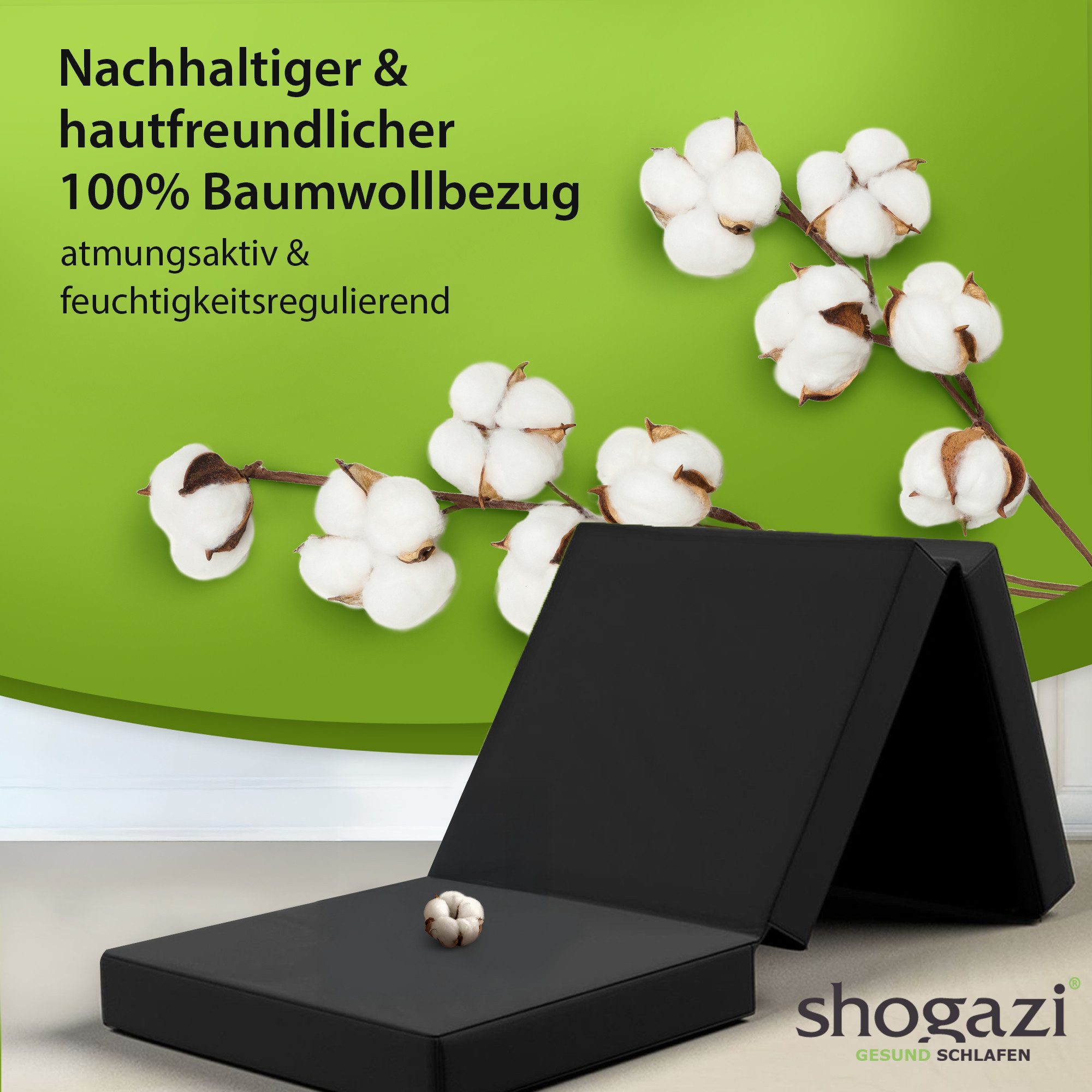 Klappmatratze Luxus Faltmatratze, klappbare Gästematratze, faltbare Matratze, shogazi ®, 12 cm hoch, (1-tlg), MADE IN GERMANY, Direkt vom Hersteller, Testsieger 1,1