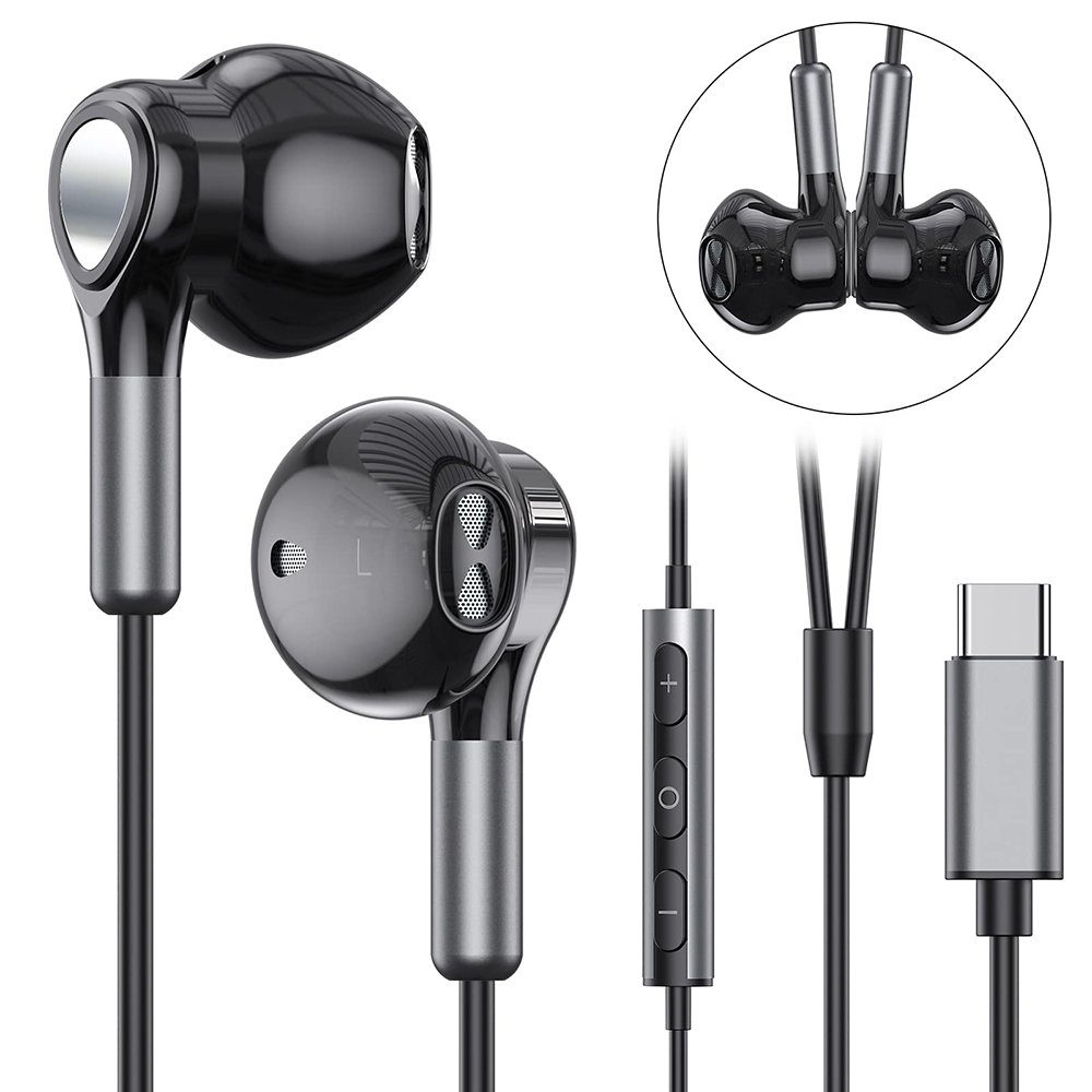 mit mit USB In-Ear C Kopfhörer Ohrhörer GelldG In- Kabel Mikrofon Kopfhörer Ear-Kopfhörer