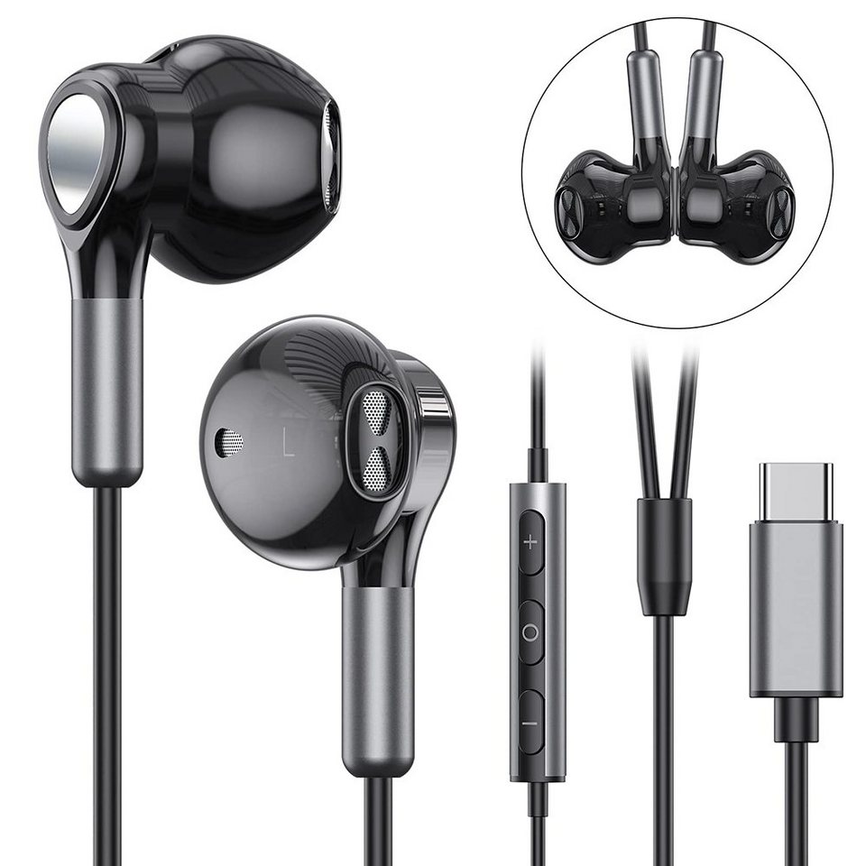 GelldG USB C Kopfhörer mit Mikrofon In-Ear Kopfhörer mit Kabel Ohrhörer In- Ear-Kopfhörer