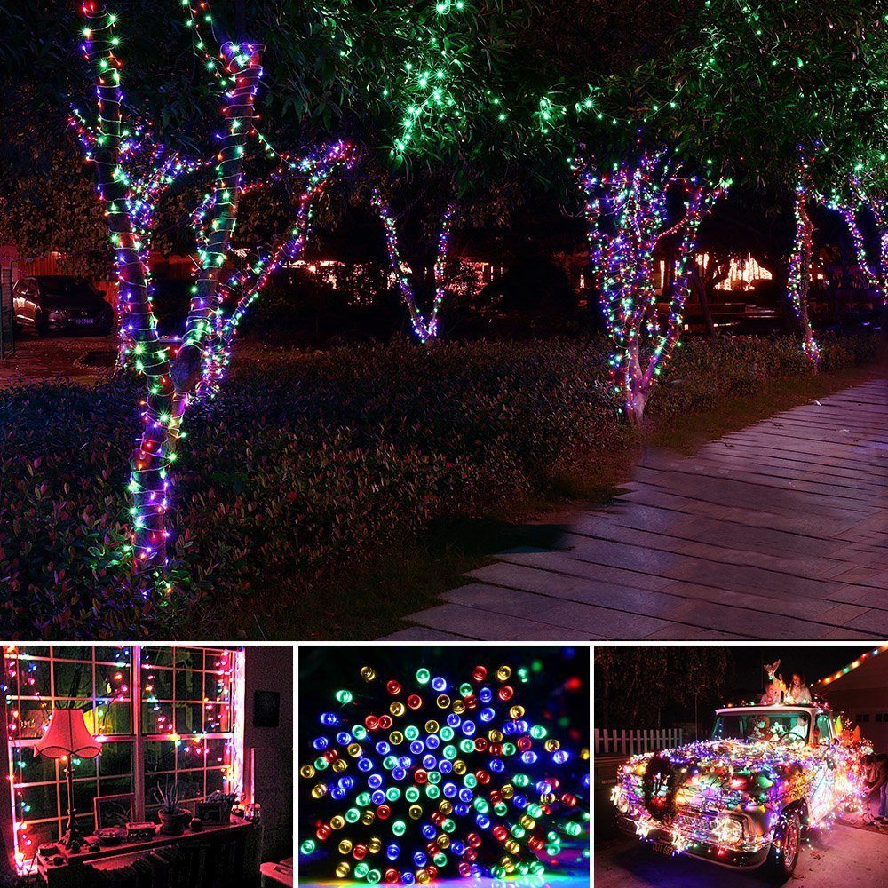 Sunicol LED-Lichterkette 10M-20M Solar Lichterkette, Party, Innen, Modi Weiß/Mehrfarbig für 8 Beleuchtung, Warmweiß/ Wasserdichte, Hochzeit, Außen, Weihnachten