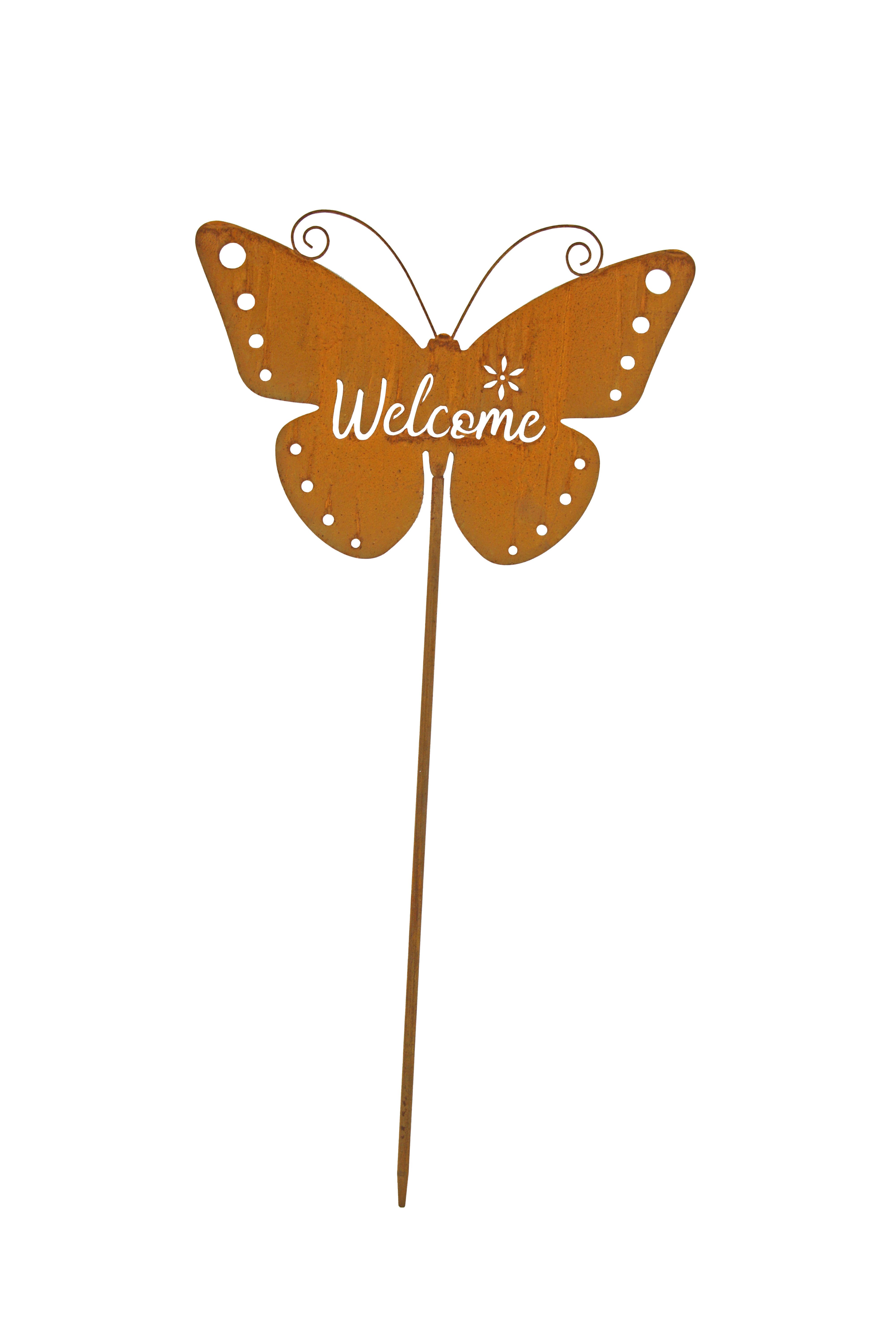 IKO Gartenstecker Gartenstecker Schmetterling Welcome (2-St) rostoptik, Gartenstecker, Schmetterling, Welcome