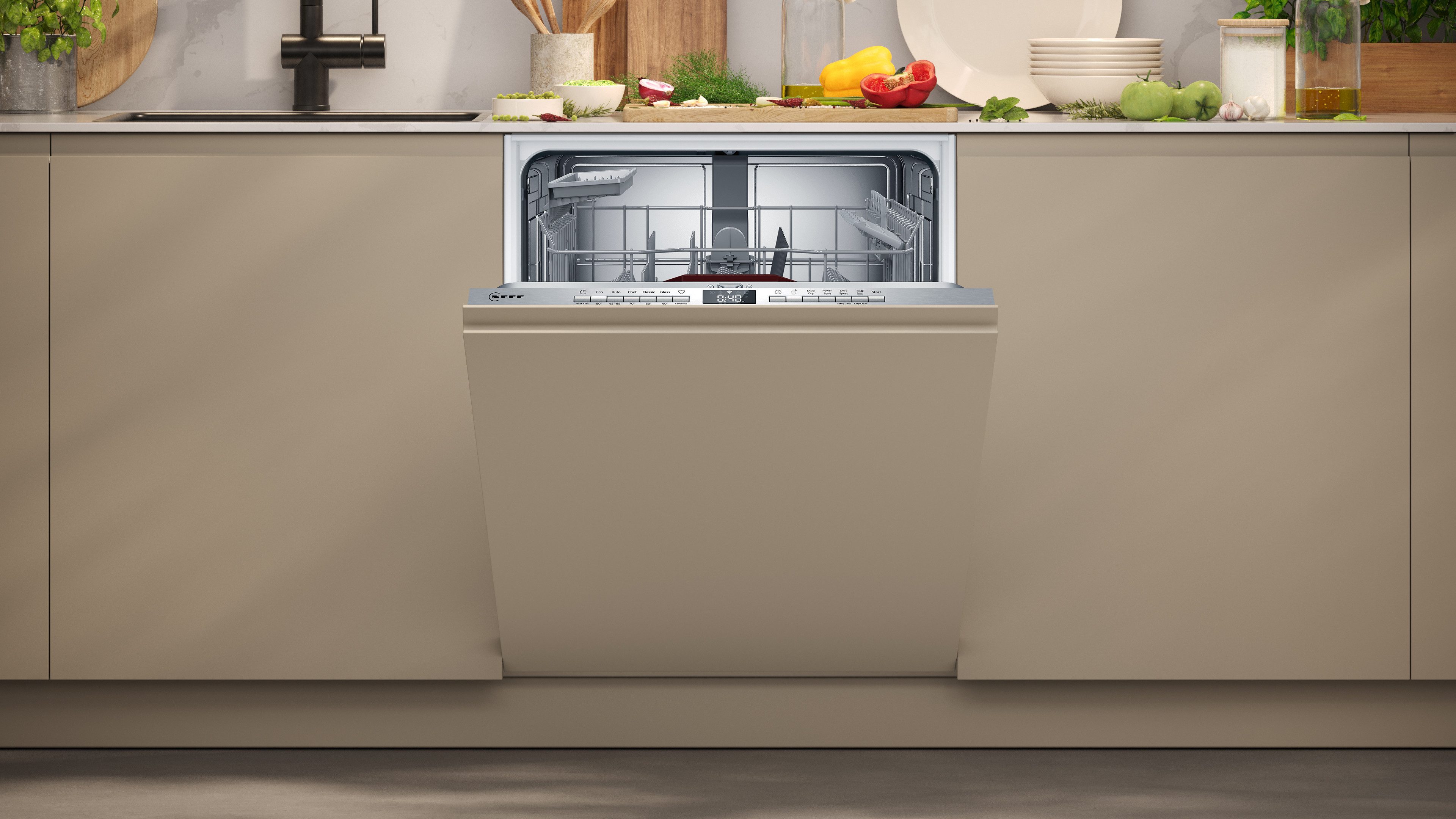 NEFF vollintegrierbarer Geschirrspüler S175EAX16E, 13 Maßgedecke, Automatische Türöffnung für Effizienz, flexible Körbe & Schubladen
