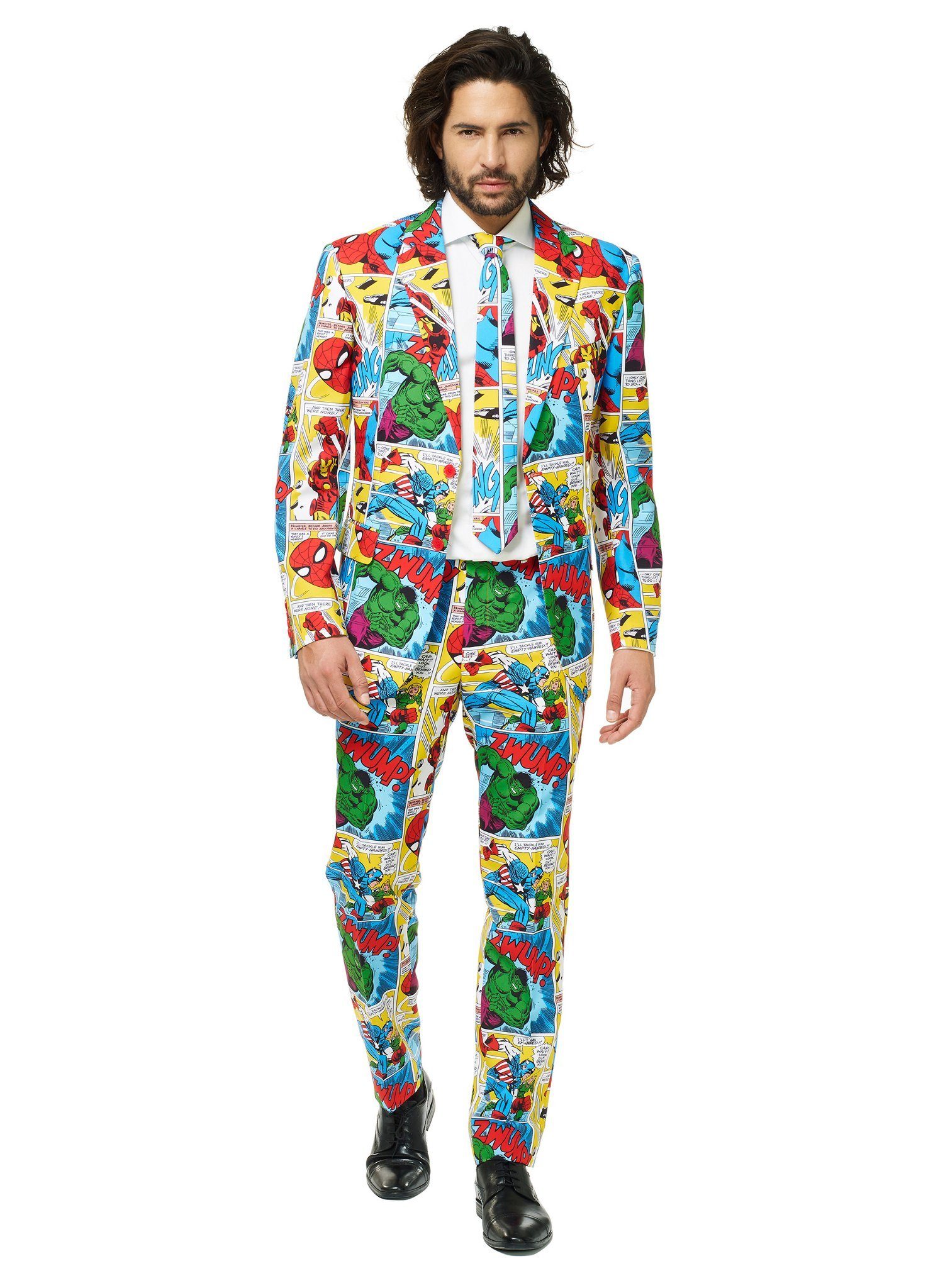 Opposuits Partyanzug Marvel Comic Book Kostüm Anzug - Karneval Hallowee, Dieser Anzug knallt noch mehr rein, als die Superhelden darauf!