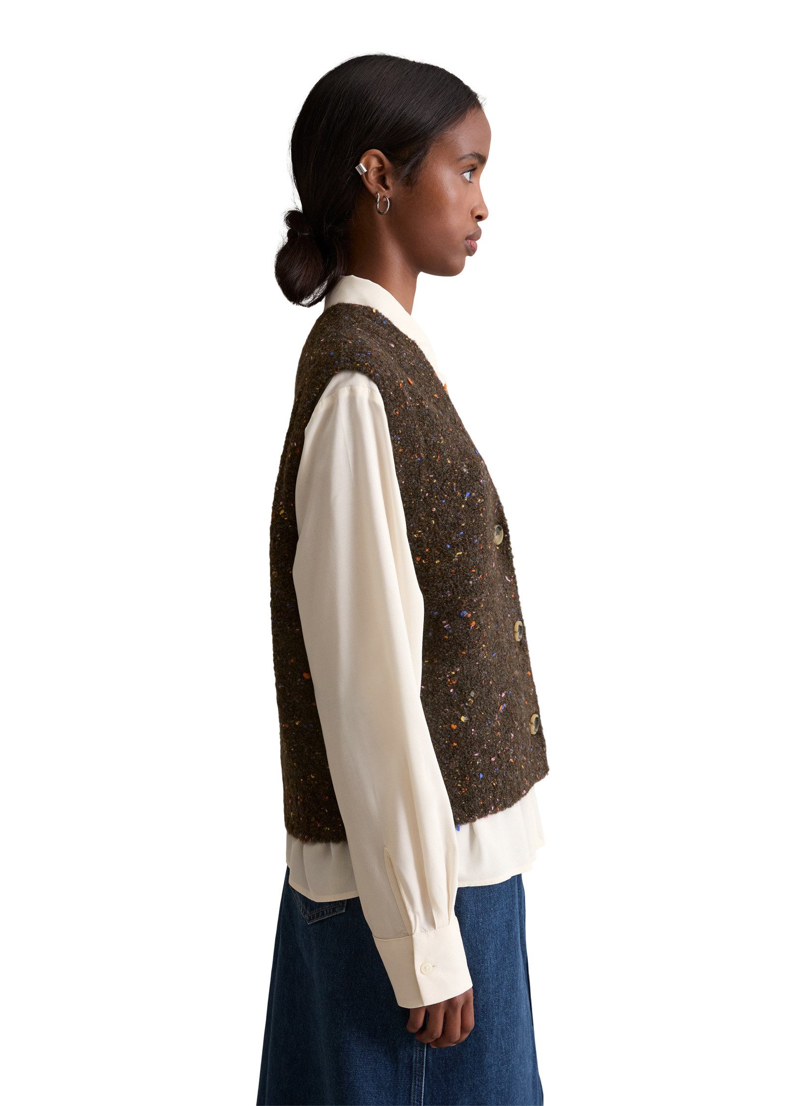 Marc O'Polo DENIM Strickweste aus Schurwolle-Viskose-Mix günstig online kaufen