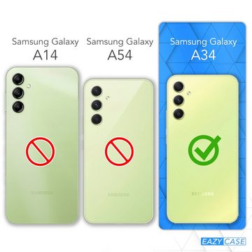 EAZY CASE Handyhülle Premium Silikon Case für Samsung Galaxy A34 6,6 Zoll, Slimcover mit Displayschutz Hülle Bumper Case kratzfest Etui Hellblau