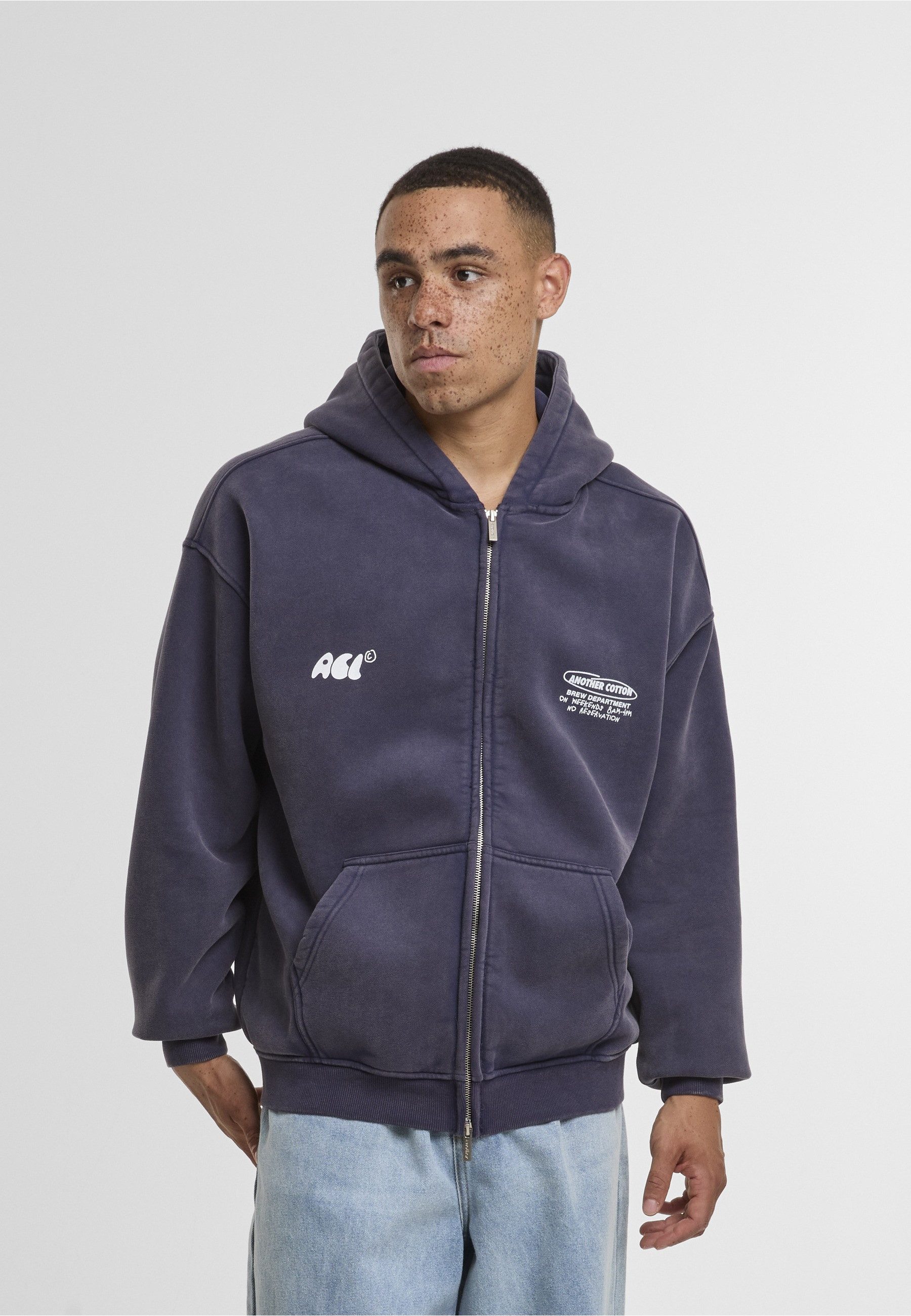 Another Cotton Lab Kapuzenpullover Another Cotton Lab Espresso Society Washed Zip Hoodie (1-tlg)