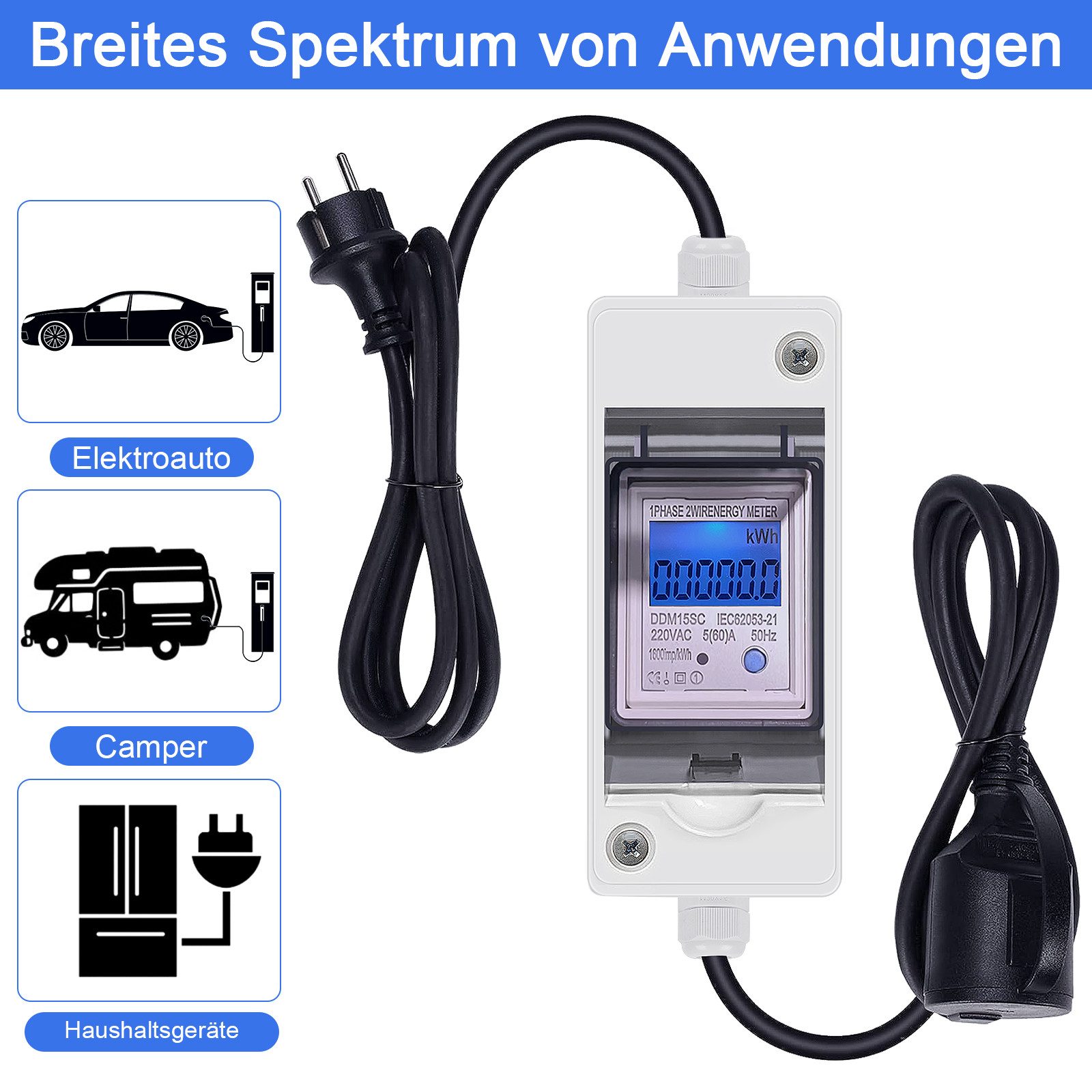 TWSOUL Energiekostenmessgerät Mobiler digitaler Stromzähler, IP65 günstig online kaufen