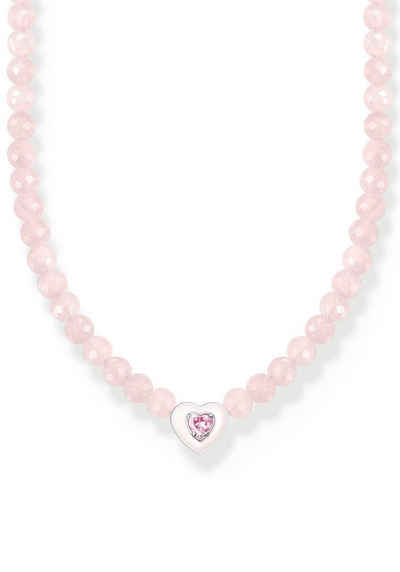 THOMAS SABO Choker Choker Herz mit pinken Perlen, KE2181-035-9-L42V, mit Rosenquarz, Zirkonia (synth)