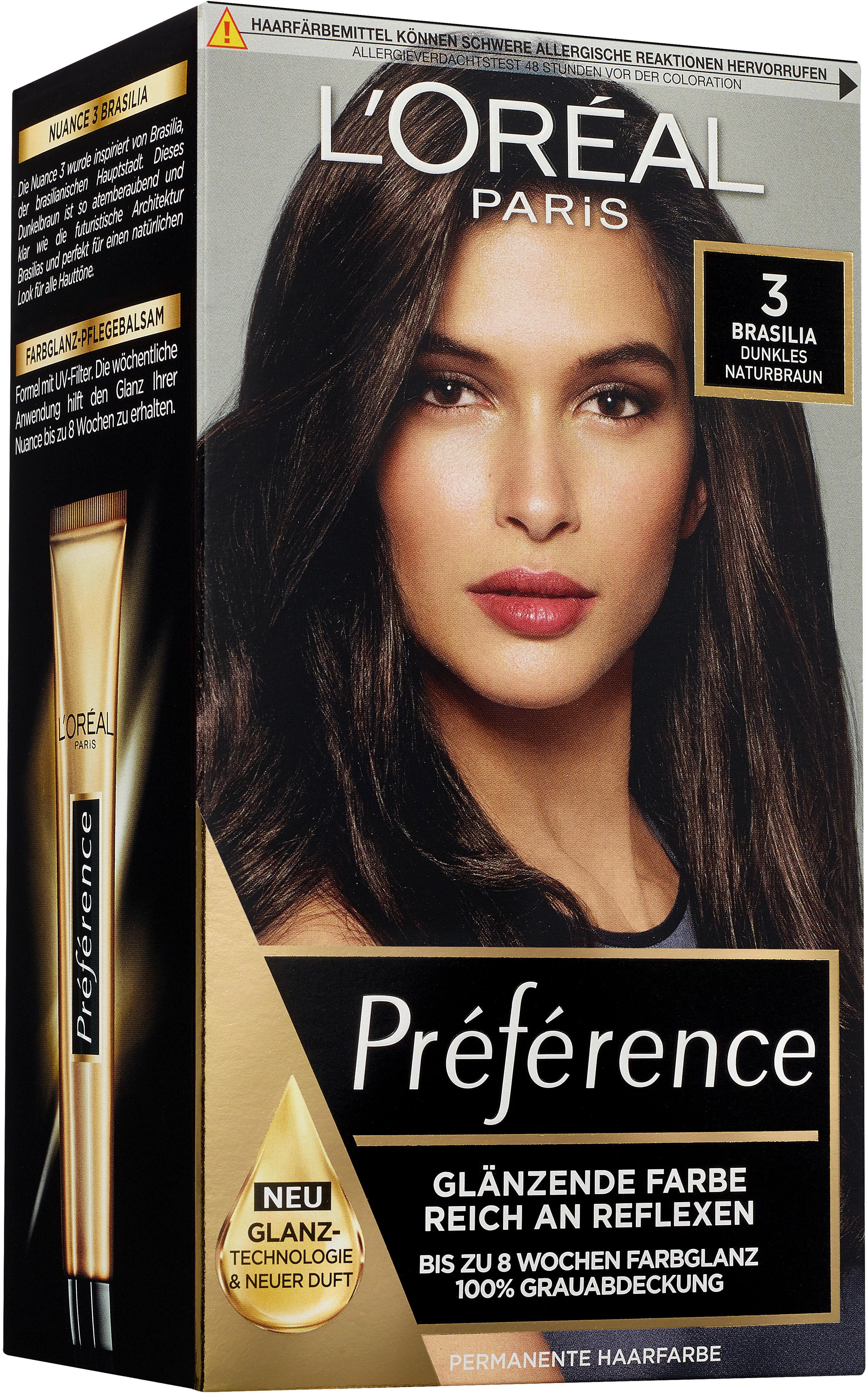 L'ORÉAL PARIS Coloration Préférence, Packung, 3-tlg., mit pflegender Formel