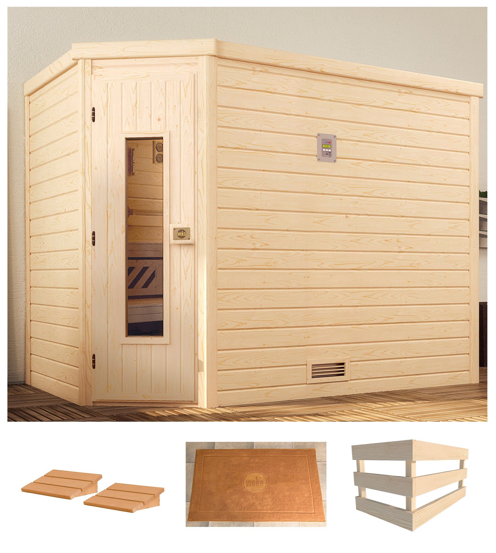 weka Sauna Turku Eck 2, BxTxH: 245 x 195 x 203,5 cm, 45 mm, ohne Ofen