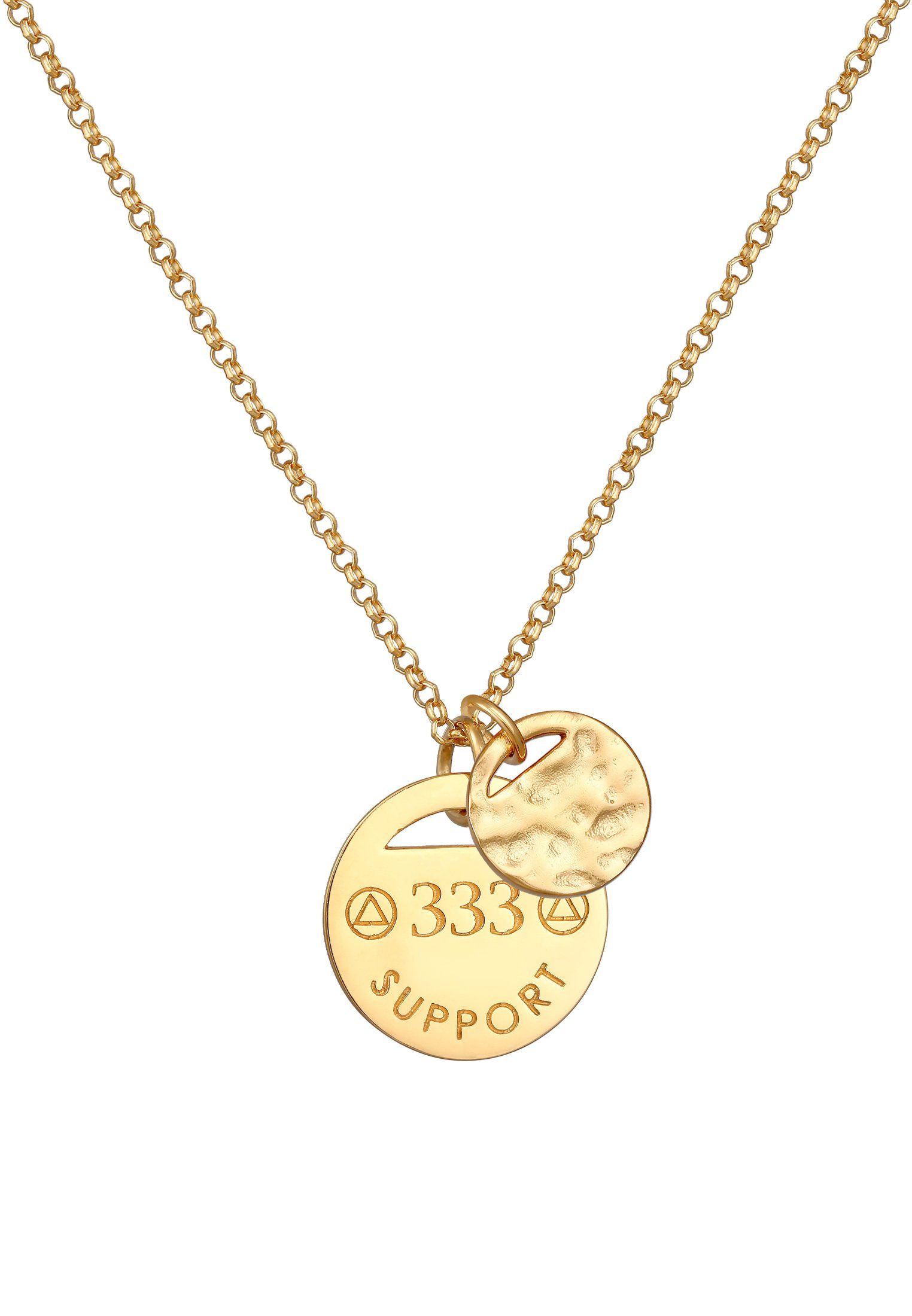 Gold - mit Kette Plättchen Anhänger Organic Silber Support 925 333 Elli