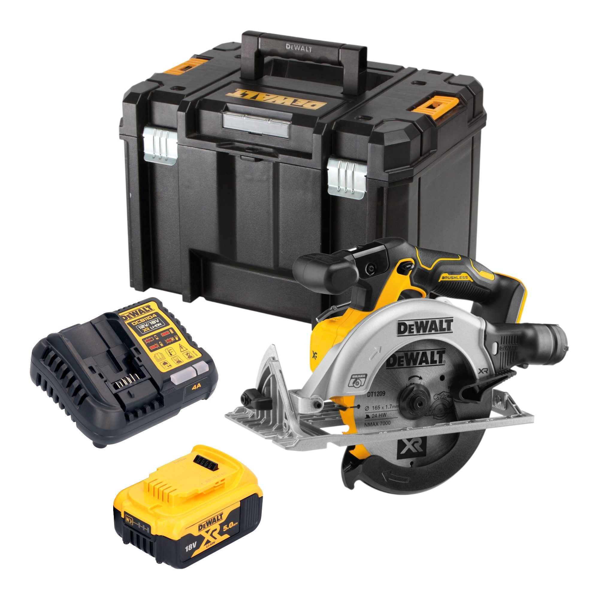 DeWalt Kompakt-Handkreissäge DCS 565 P1T Handkreissäge 18 V 165 mm + 1x Akku 5,0Ah + Lader + TSTAK