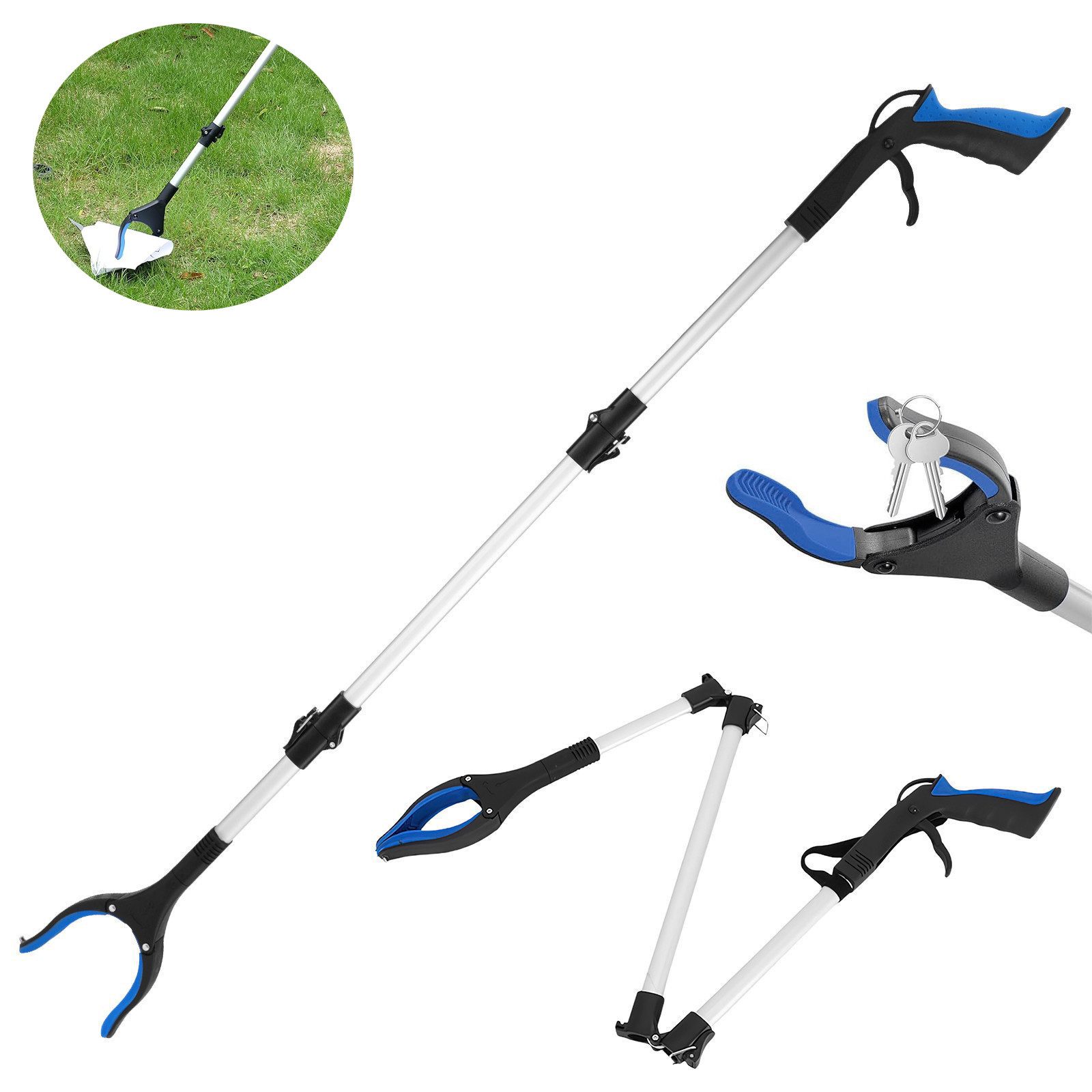 BlingBin Greifzange Greifzange für Senioren Aluminium Faltbare Greifer mit Magnetspitzen, 1er Set 1-tlg., 1pcs, Langer Greifarm für die Müllabfuhr, Abfallsammlung