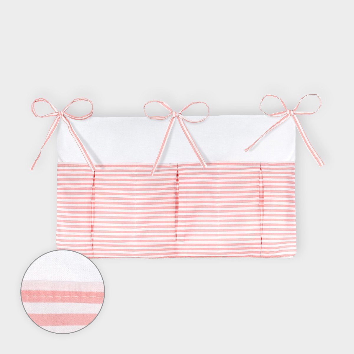 KraftKids Betttasche Streifen rosa, mit drei Fächern, innen mit Polyestervlies versteift