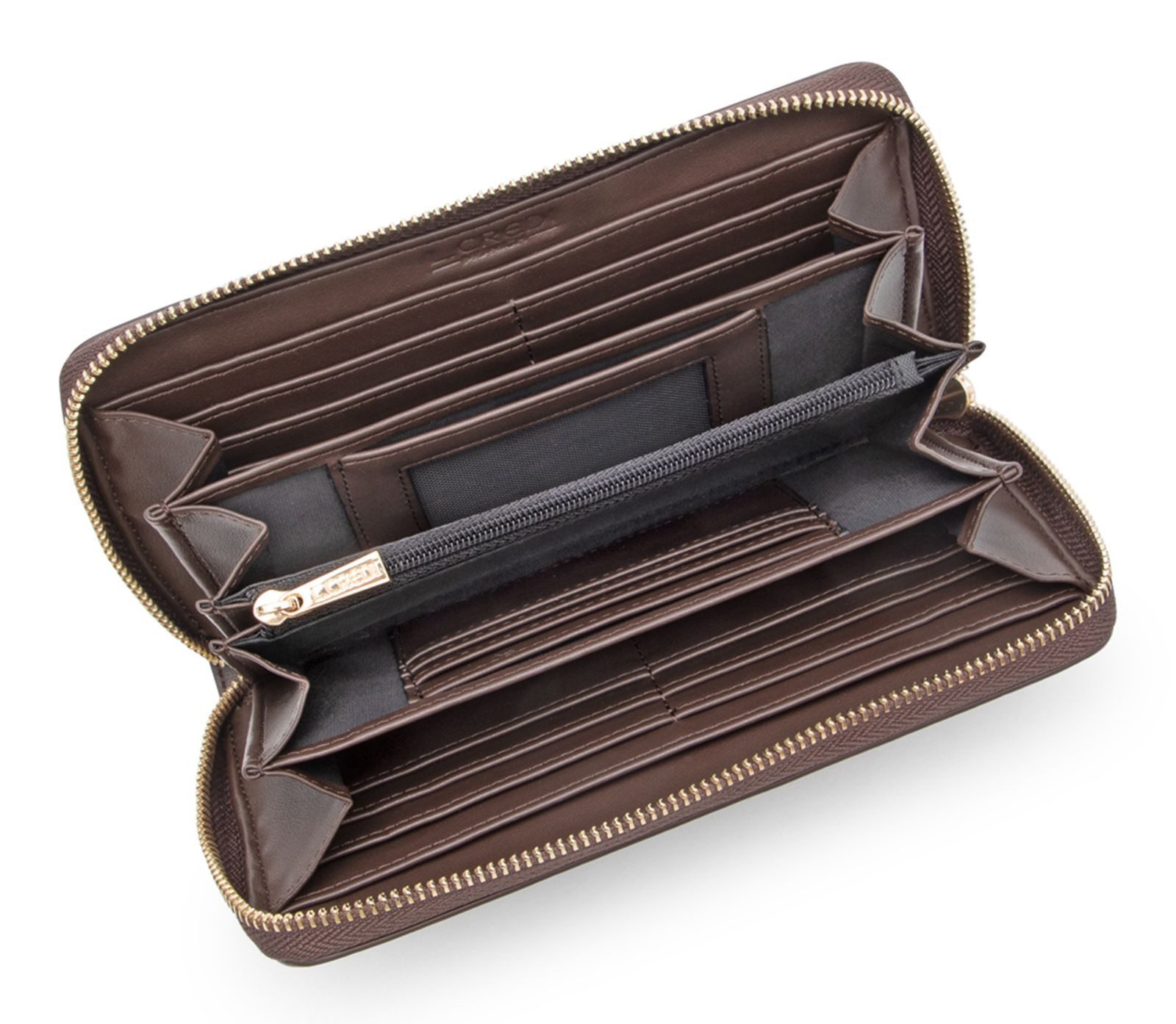 L. CREDI Geldbörse Zip Around Wallet, mit RFID-Blocker Schutz