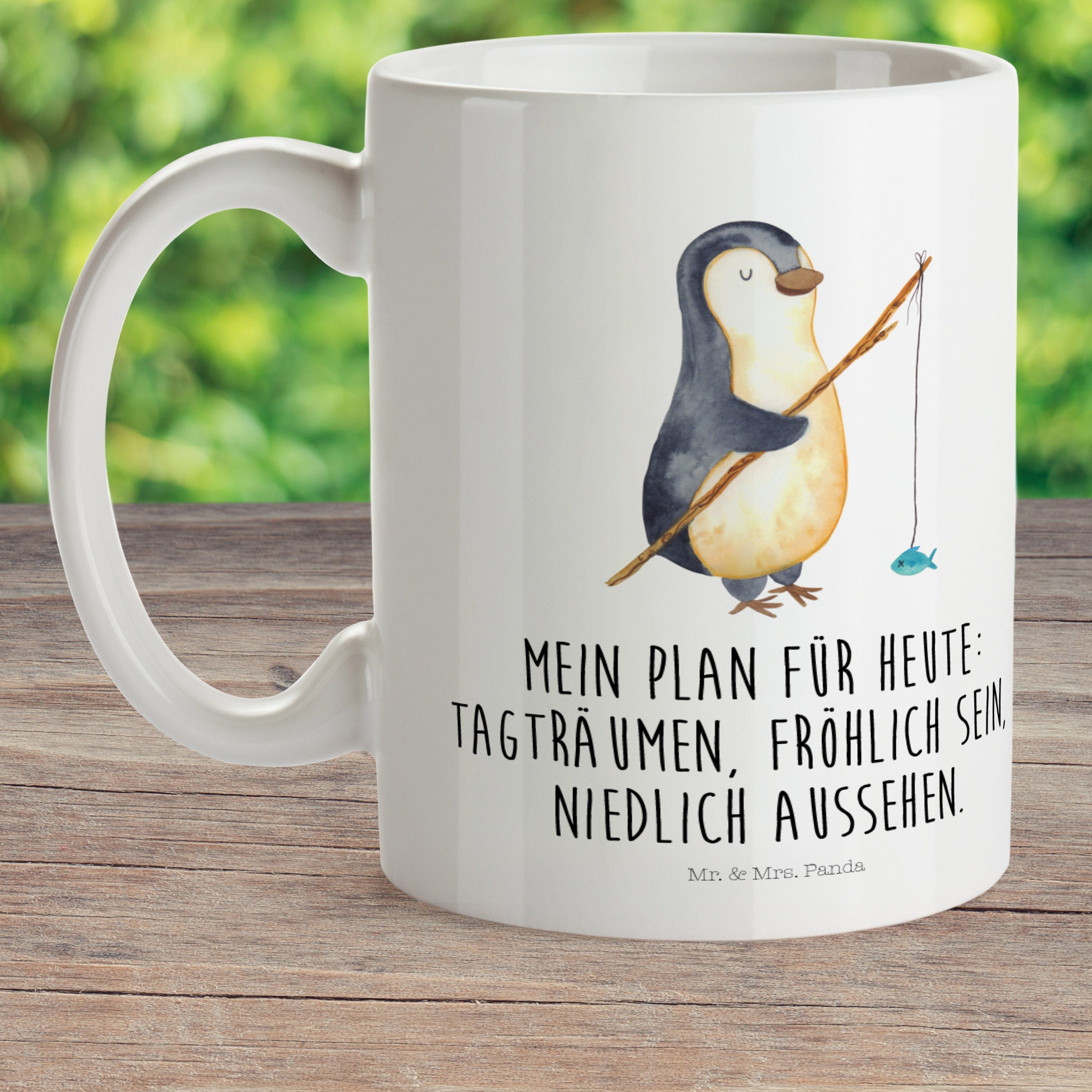 Mr. & Mrs. Panda Kunststoff - Angler Kinderbecher Geschenk, Weiß Seevogel, Pinguin Angeln, - Outdoorgeschirr