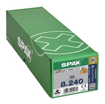 SPAX Spanplattenschraube Holzbauschraube, (Stahl weiß verzinkt, 50 St), 8x240 mm