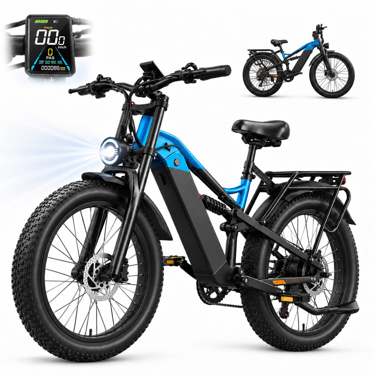 OOTD E-Bike Fatbike 26"*3.0 elektrobike, 48V 20Ah Akku bis 150 km, 500W Motor, 80 Nm, (1 tlg)