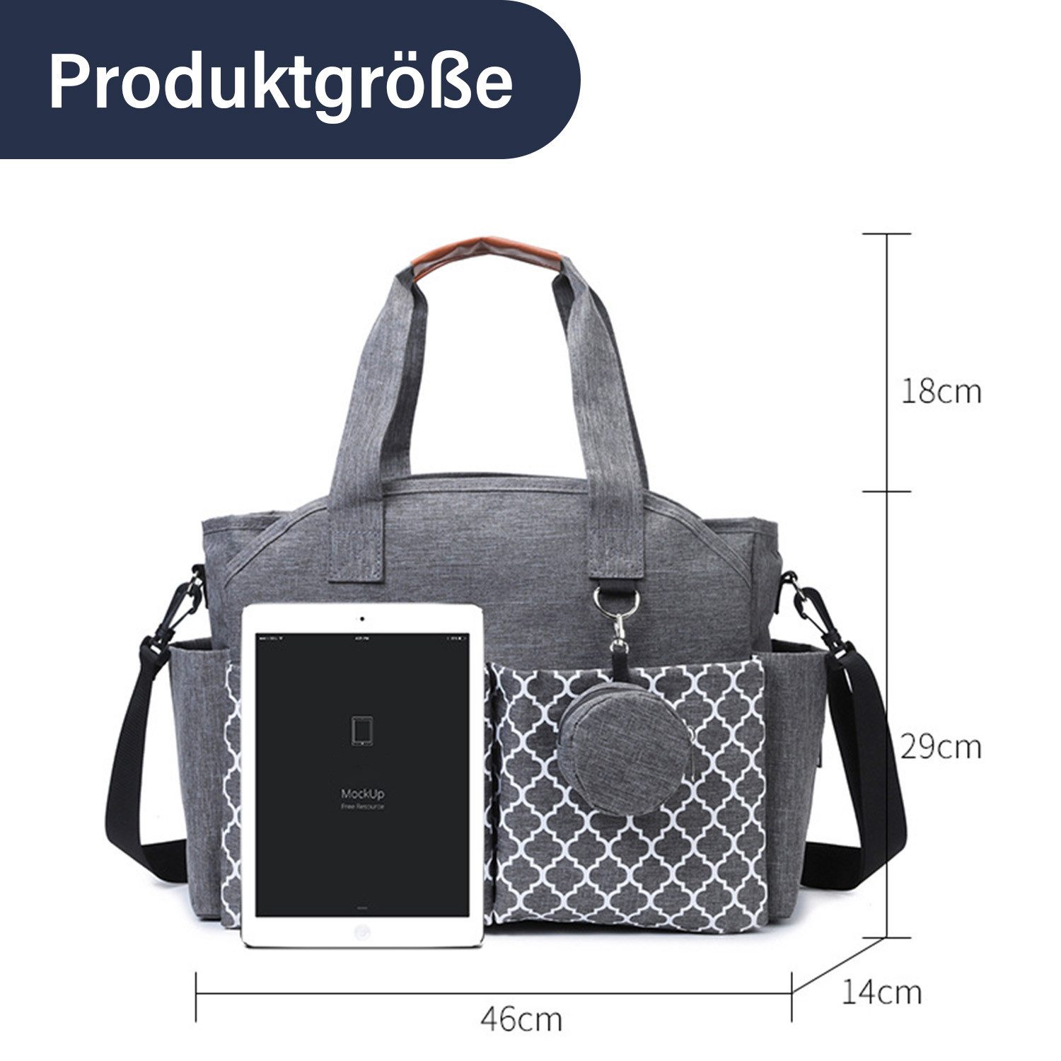 MOPUEA Tragetasche Große Reisetasche Schultertasche Alltagstasche Wasserdicht (1-tlg), Crossbody Tasche Umhängetasche Hellgrau Freizeit Handtasche