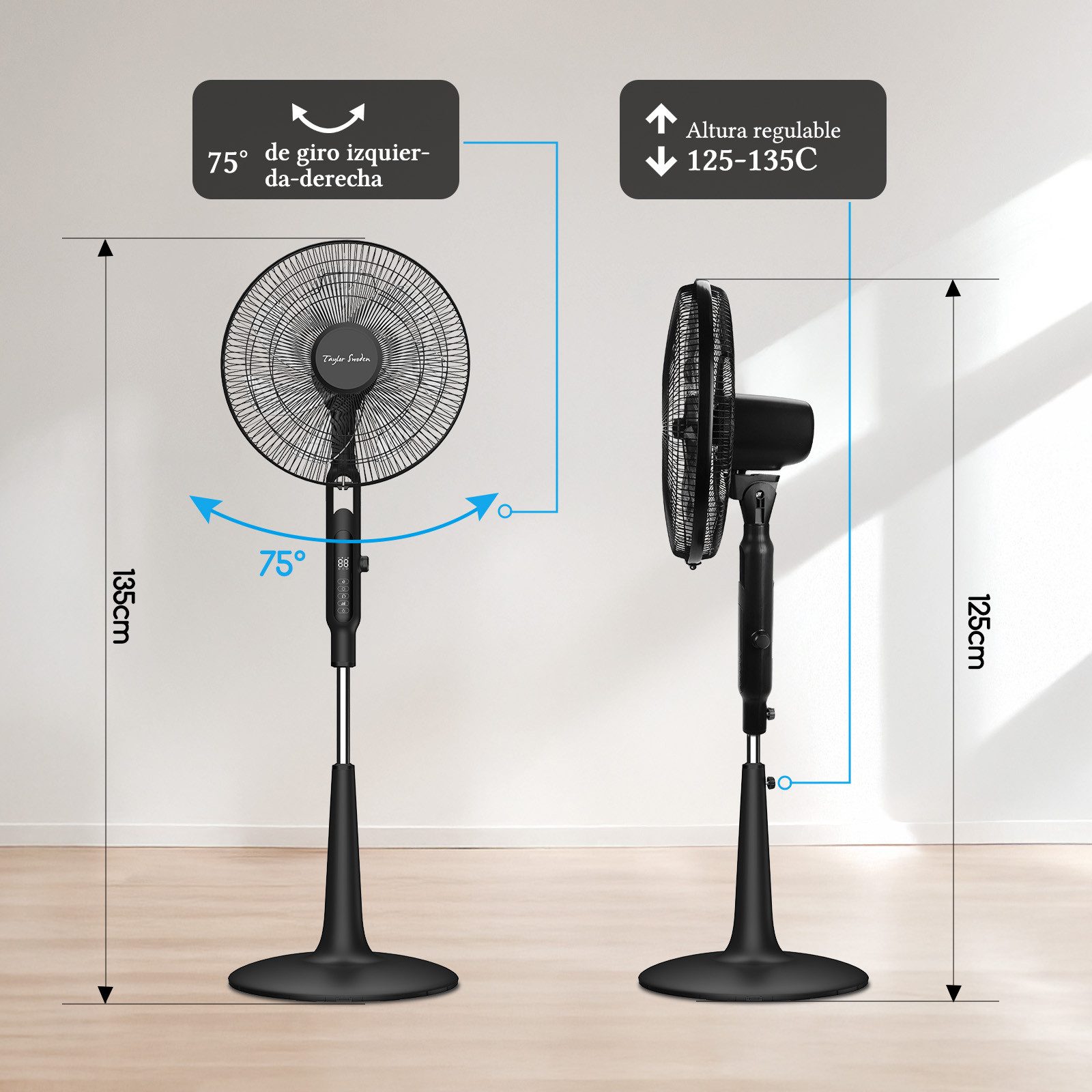 Taylor Swoden Standventilator DC 25DB Leise Fernbedienung Senere 12H Timer günstig online kaufen